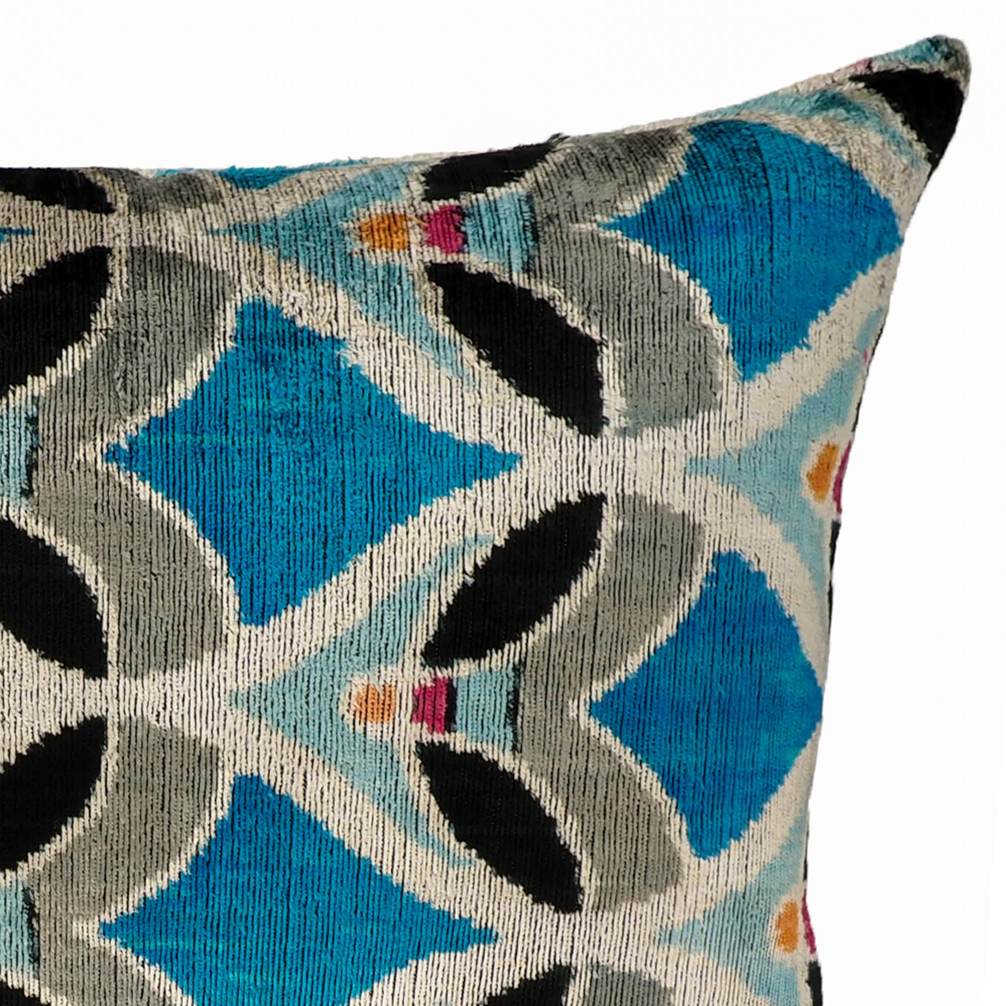 Chouchou Touch Windsor Silk Velvet Ikat Pillow, 16 x 24, featuring exquisite silk velvet with handwoven Ikat patterns for a timeless touch to any room.