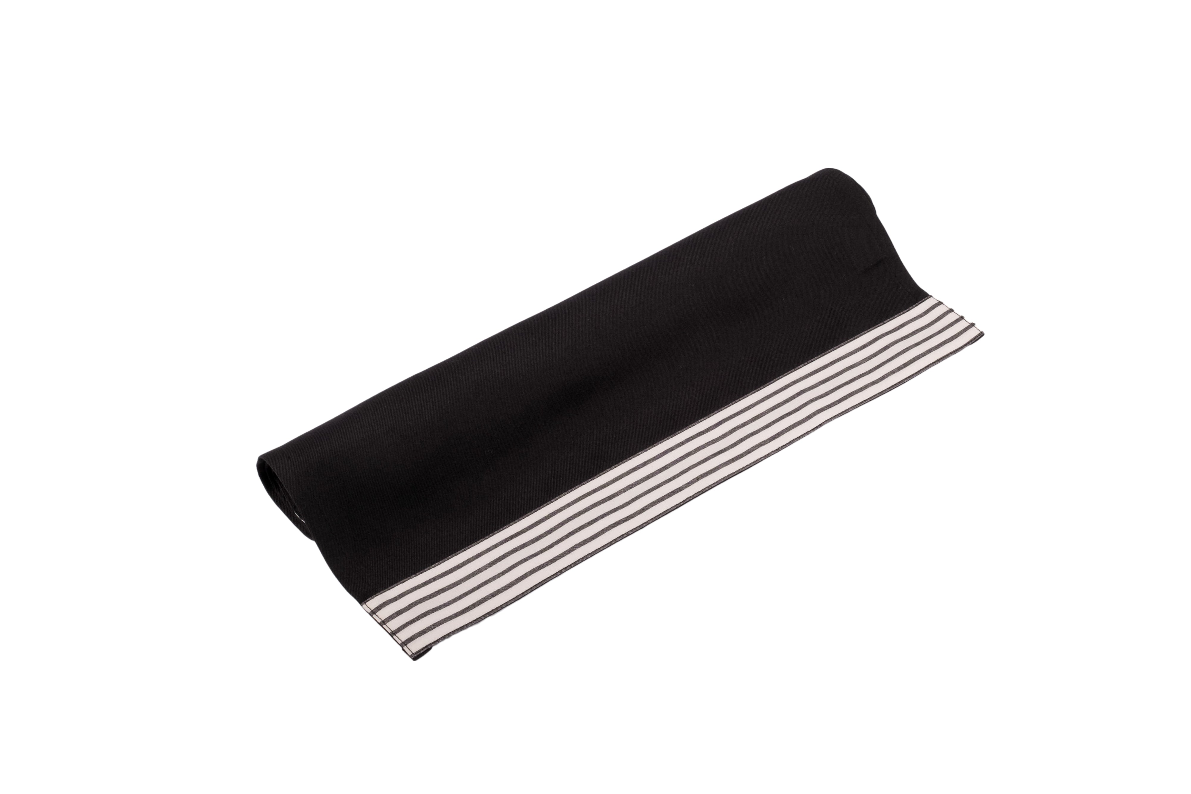 Chouchou Touch black placemats with stylish side stripes, set of 4, made from high-quality cotton and polyester for a luxurious feel.