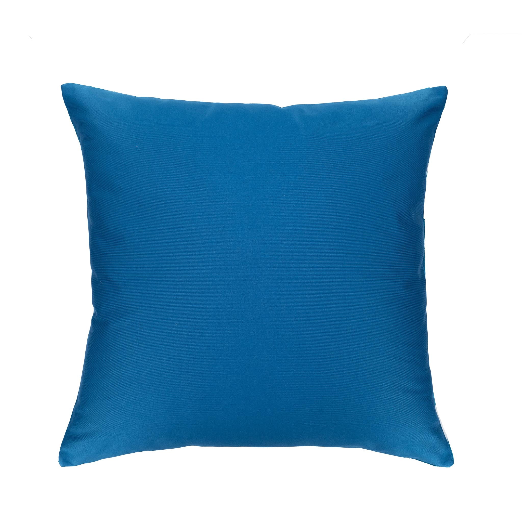 Chouchou Touch Mood Blue Ikat Pillow, crafted from handwoven silk velvet with a traditional ornamental motif.