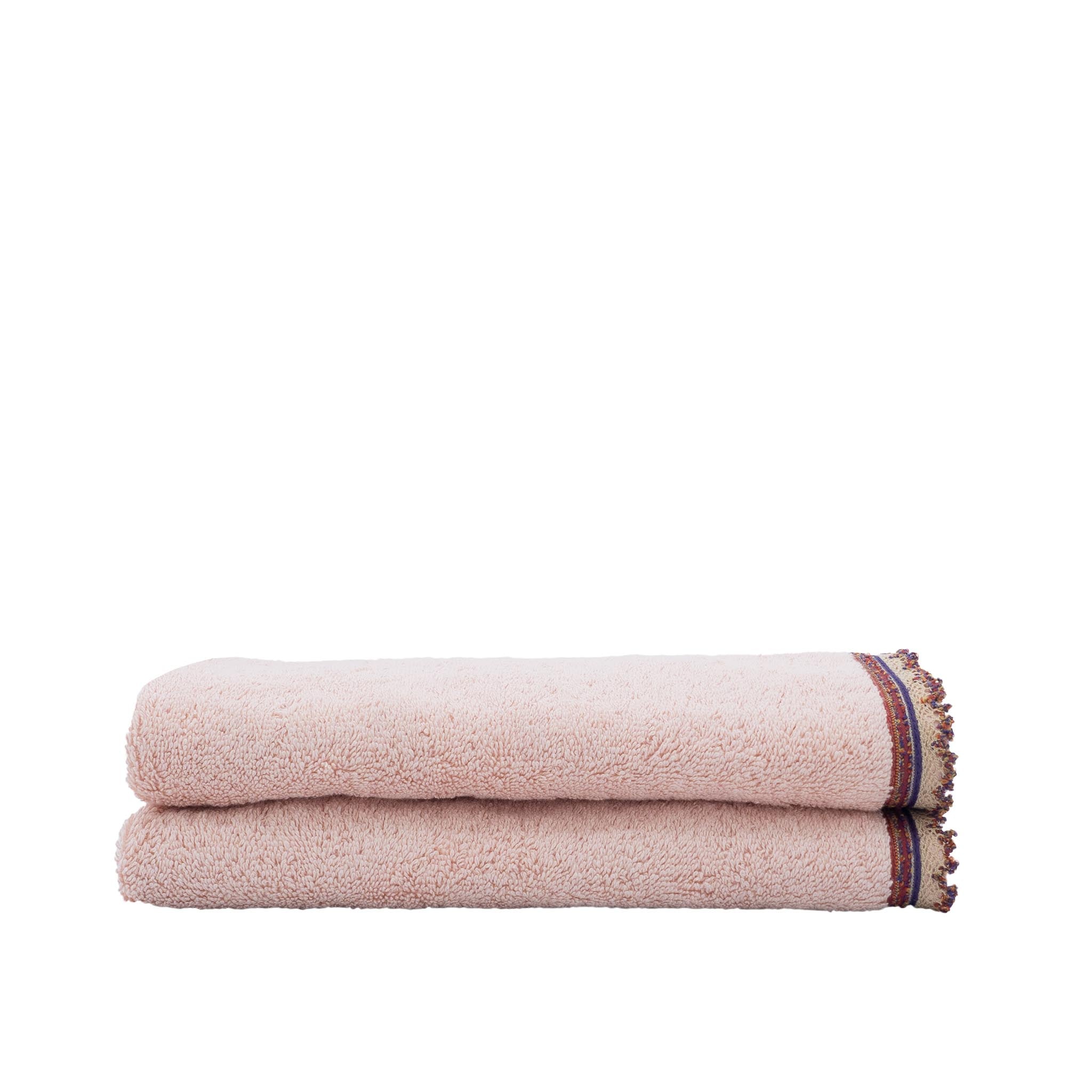 Blush Guest Towels With Embroidered Borders, Set of 2