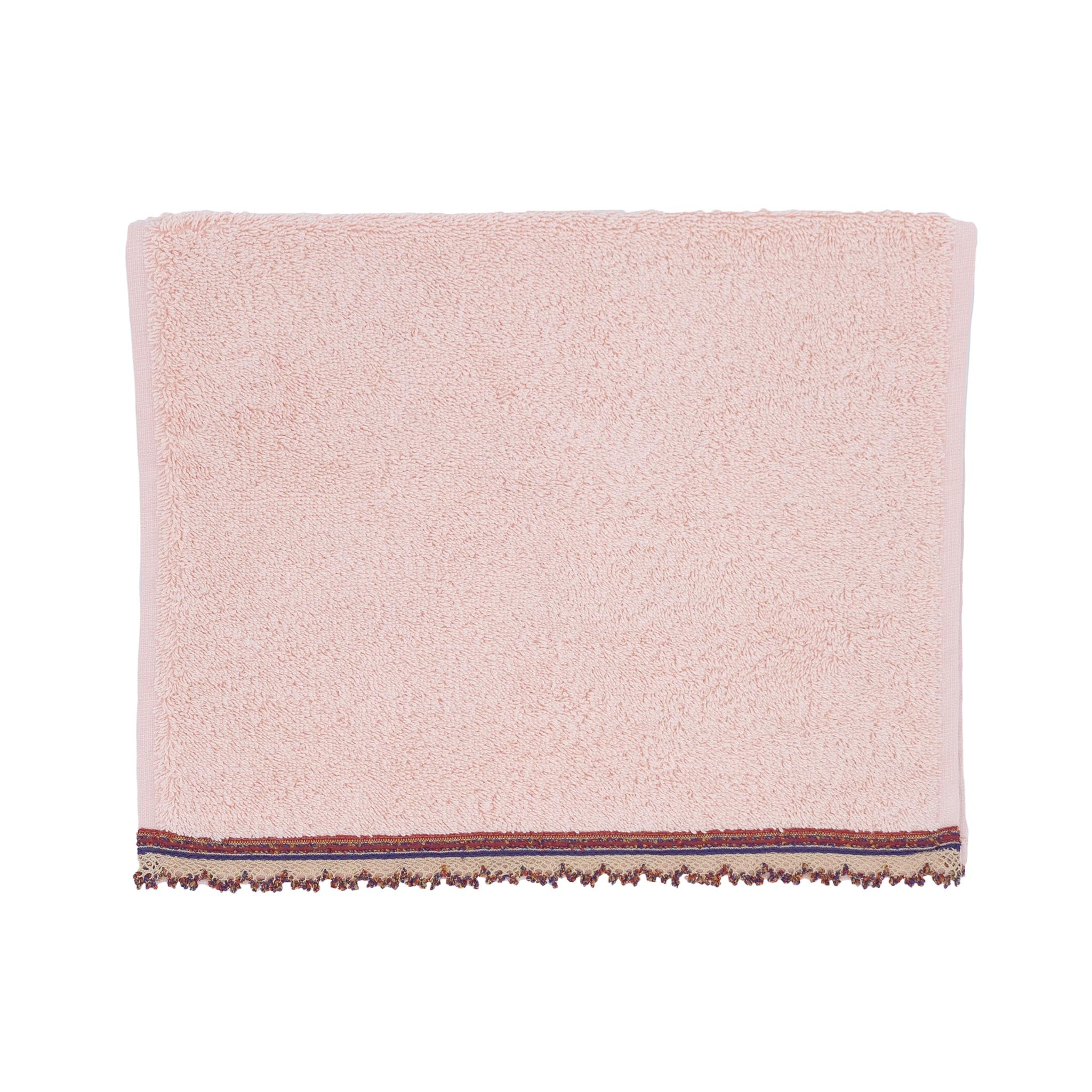 Blush Guest Towels With Embroidered Borders, Set of 2