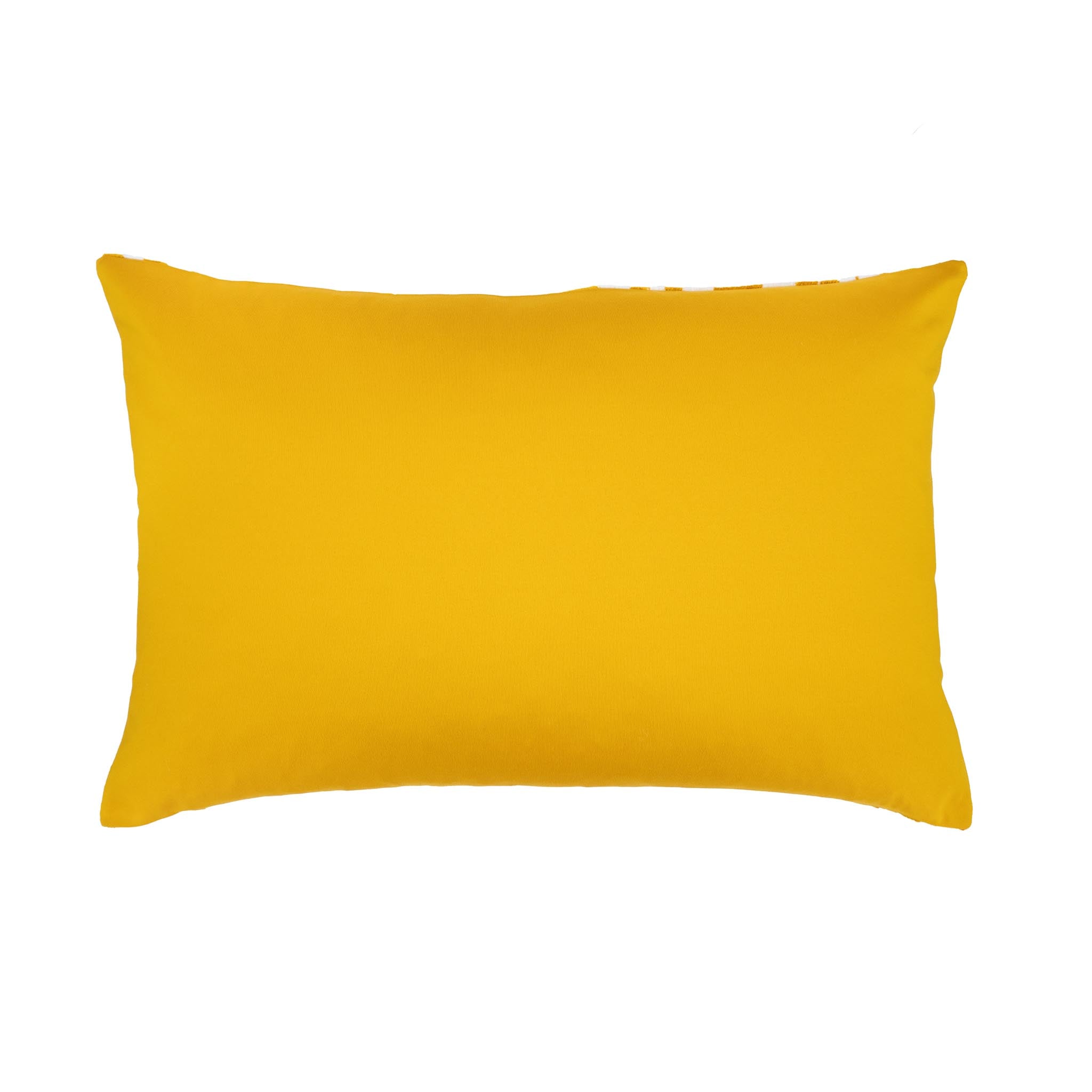 Luxury silk ikat throw pillow in champagne with yellow teardrop motif.
