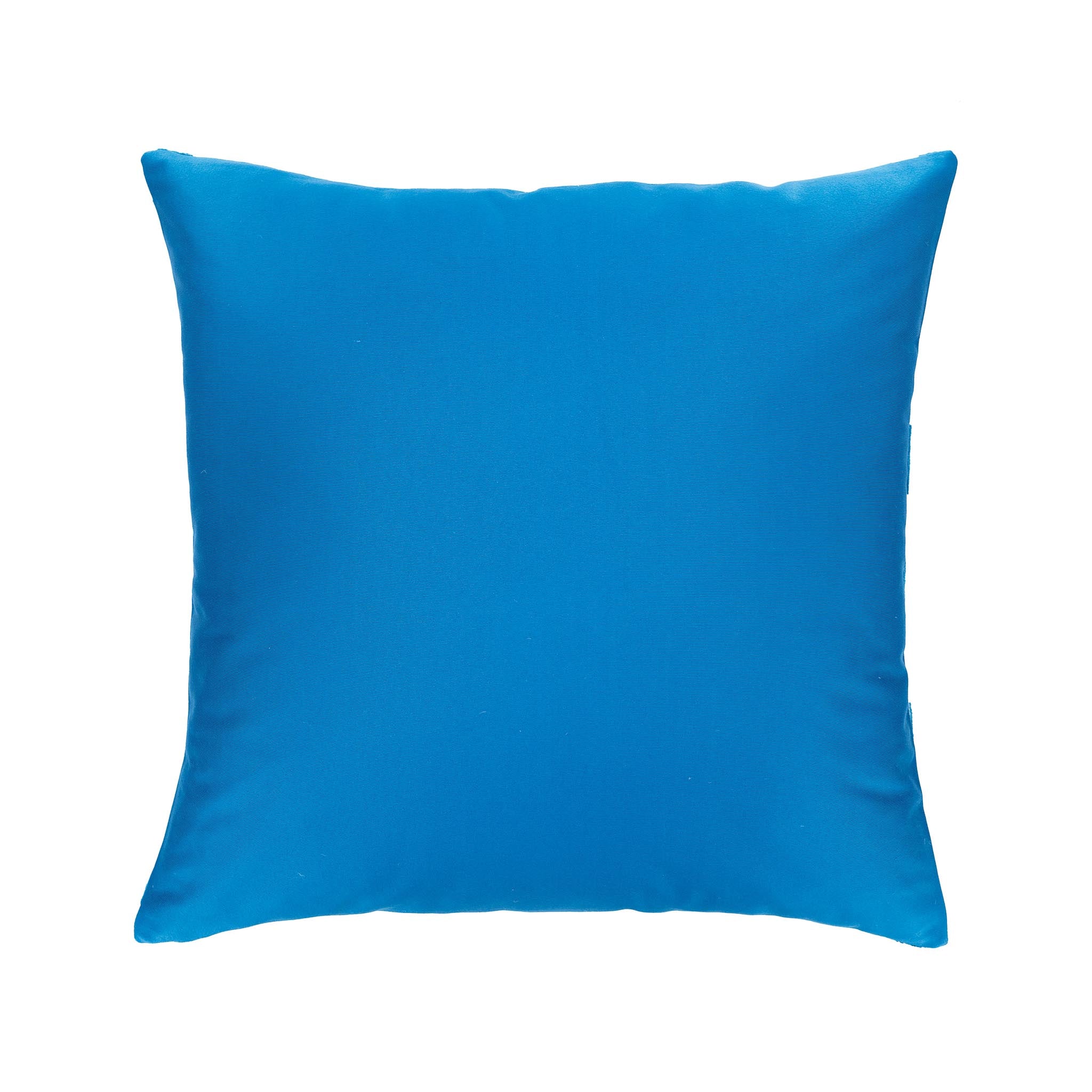 Handwoven silk velvet ikat pillow featuring a striking blue chevron design, 20x20 inches.