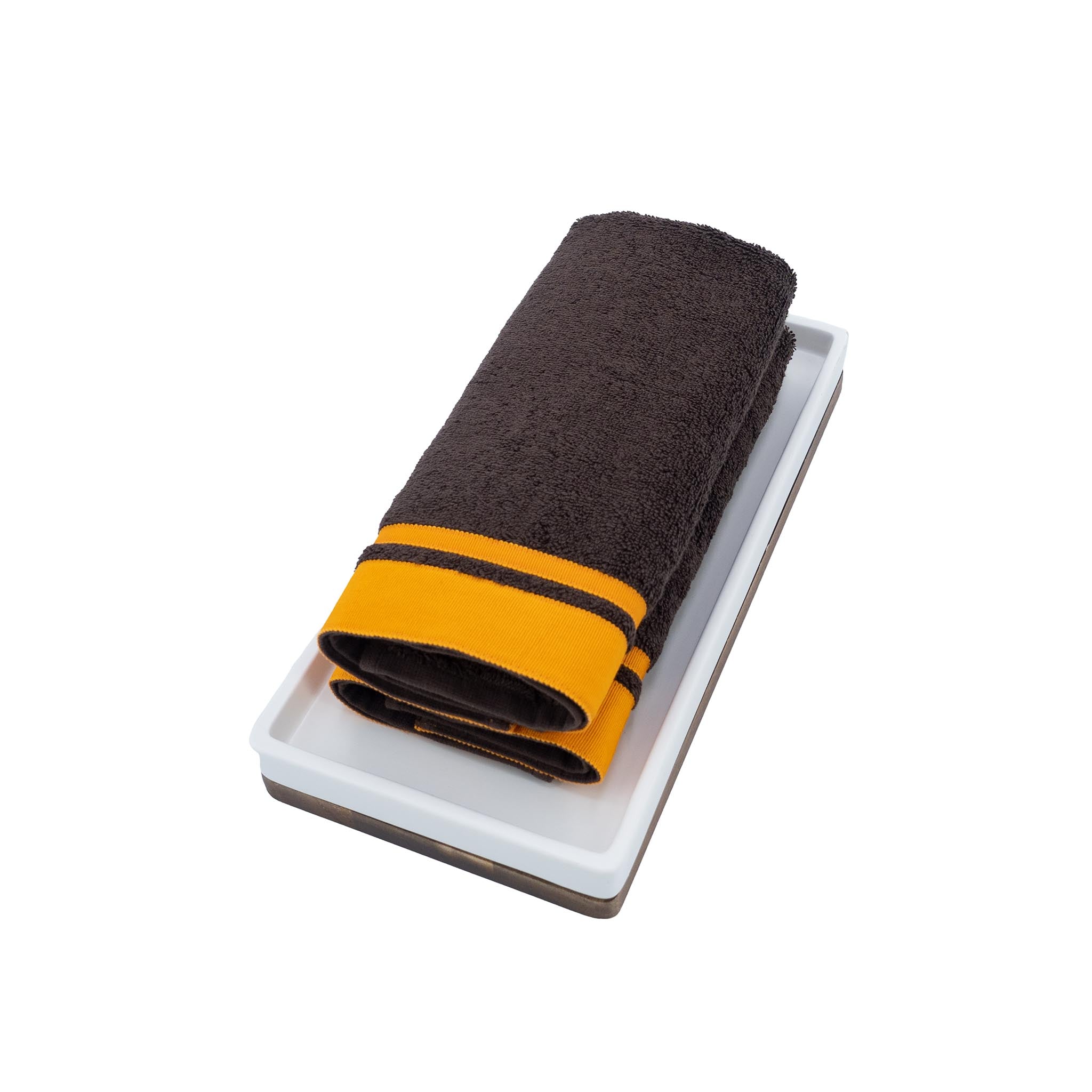 Chocolate Guest Towels With Orange Borders Set of 2