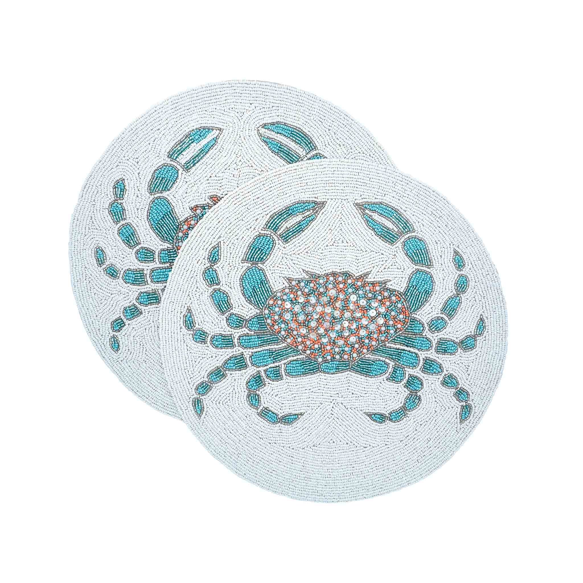 Chouchou Touch handmade Crabs placemats with colorful glass beads, perfect for adding glamour and sophistication to your table.