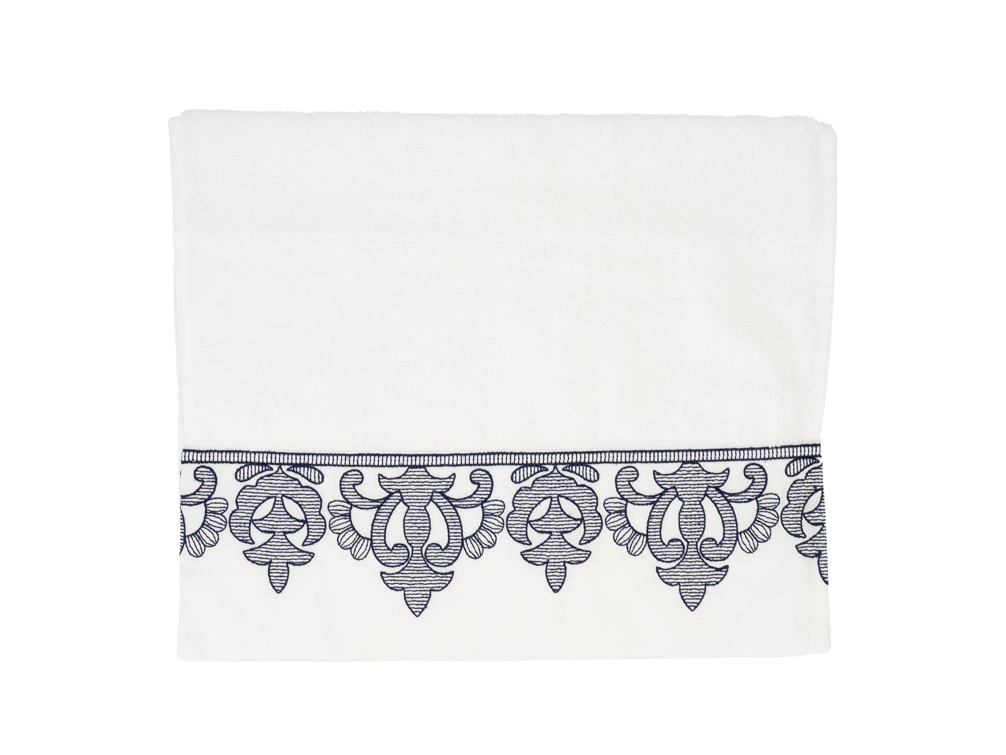 White Guest Towels Fleur de Lis French Border, Set of 2