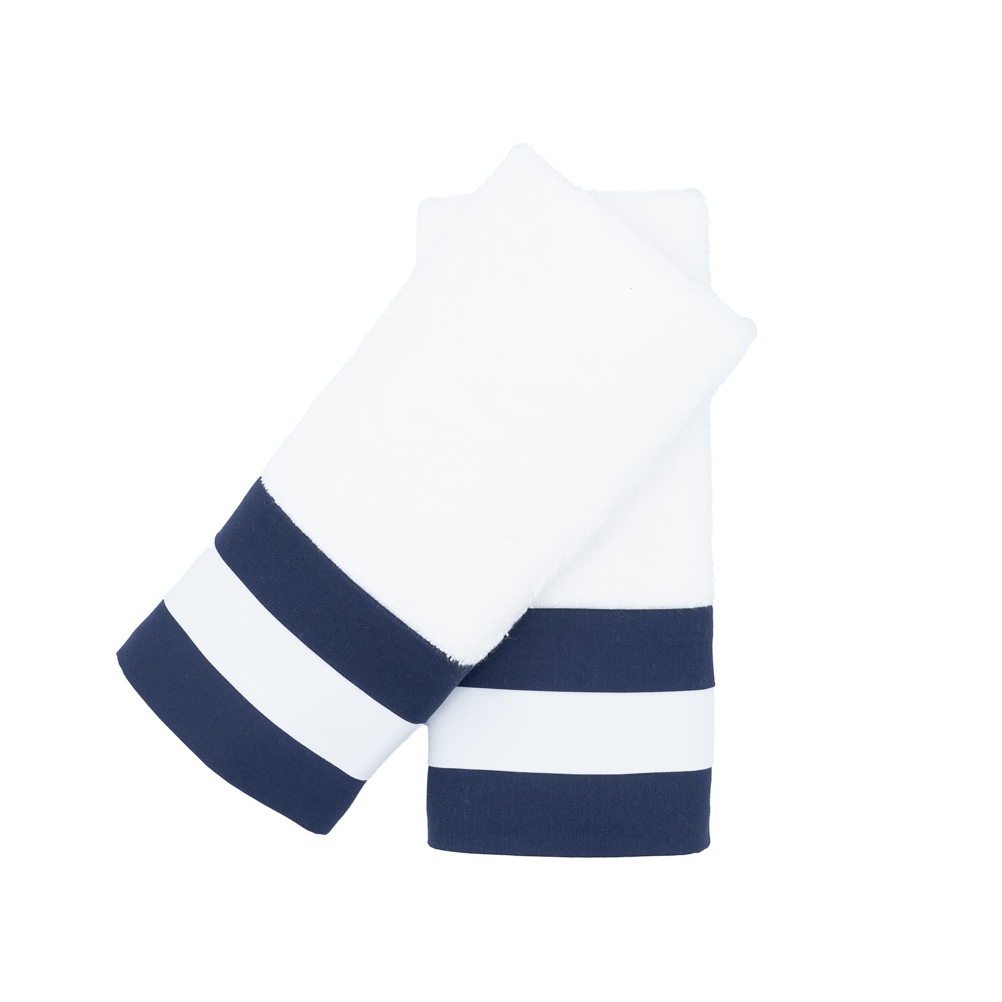 Guest Towels With Navy Borders, Set of 2