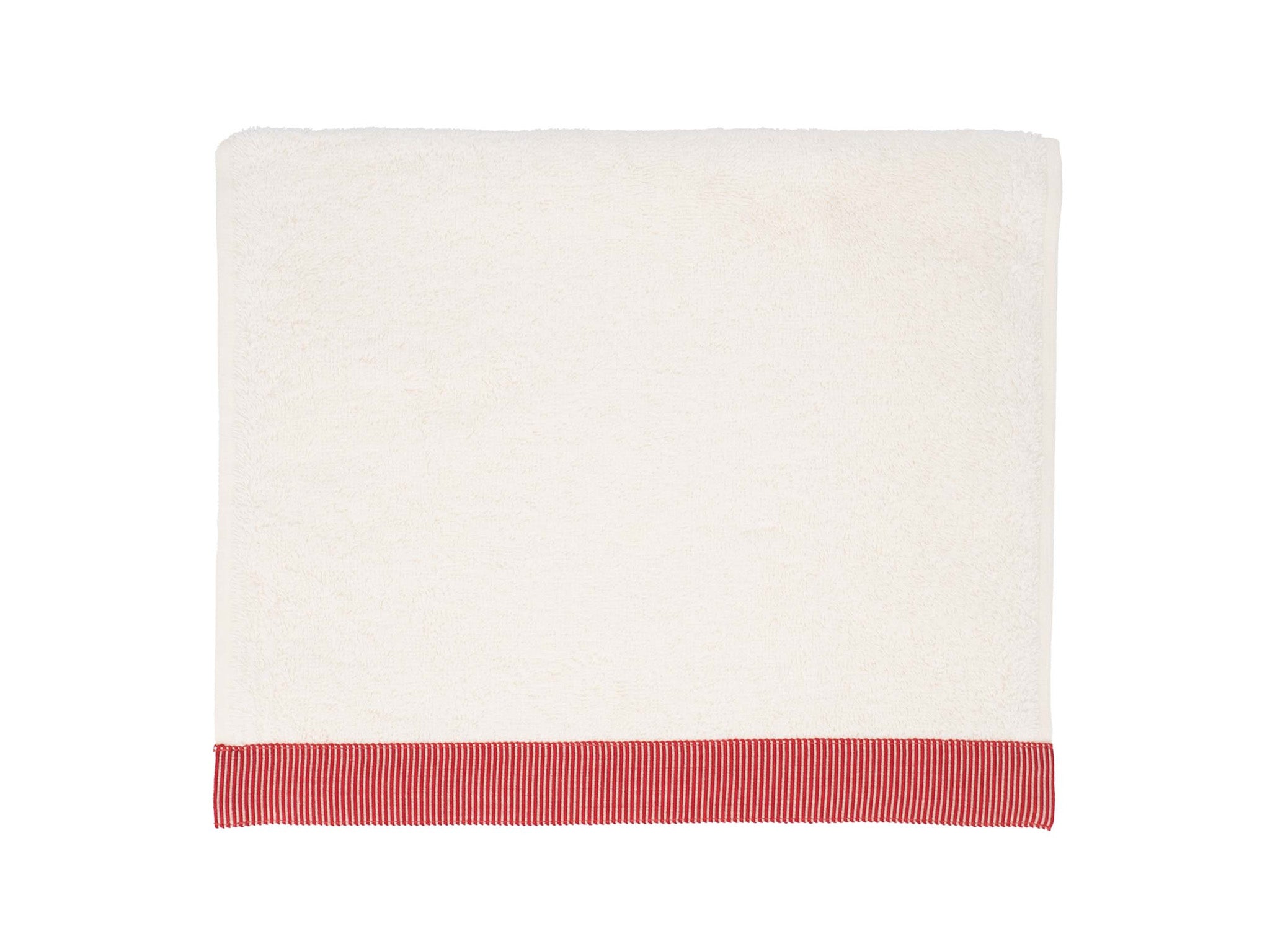 Ivory Guest Towels With Red Stripes, Set of 2