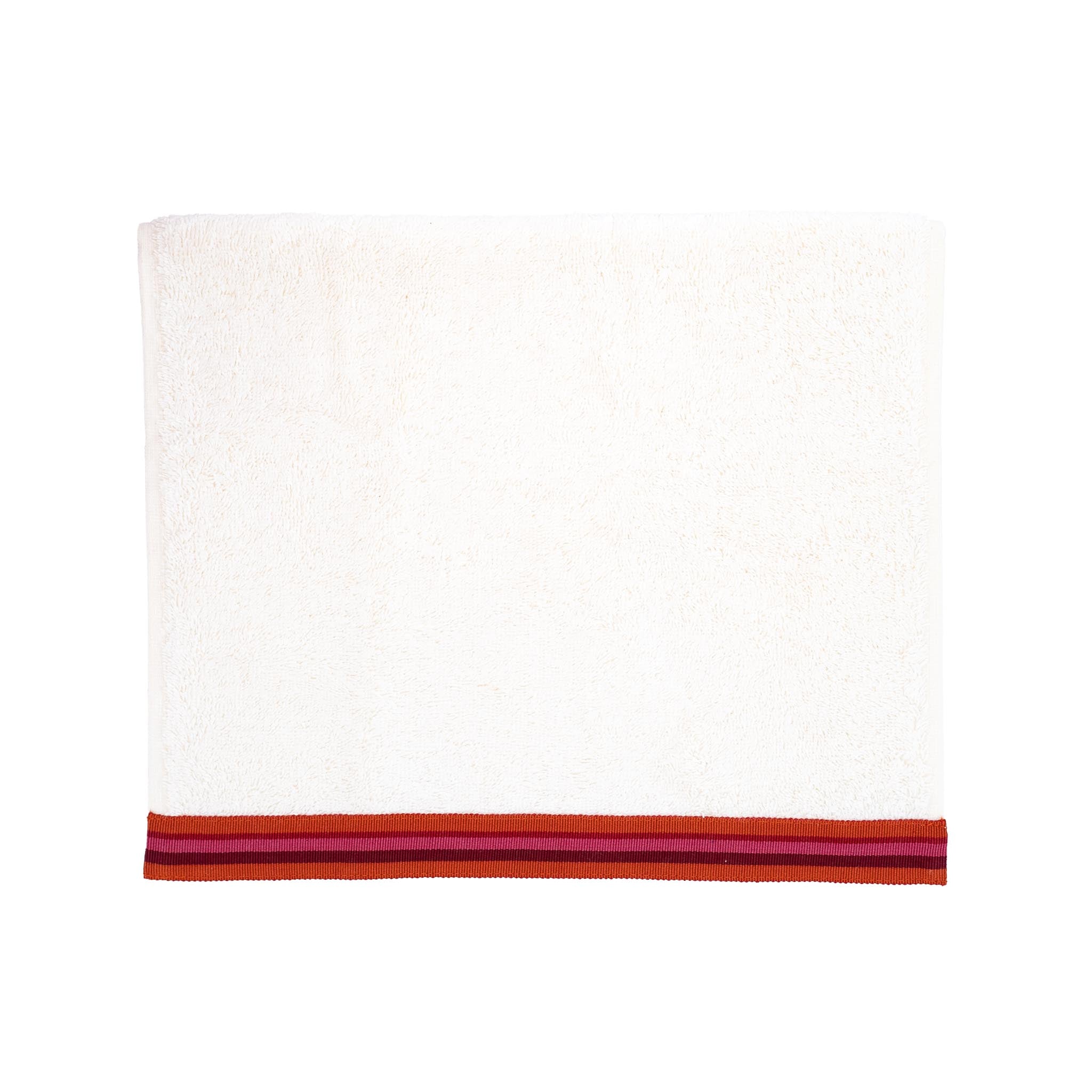 Ivory Guest Towels With Red Stripes Set of 2