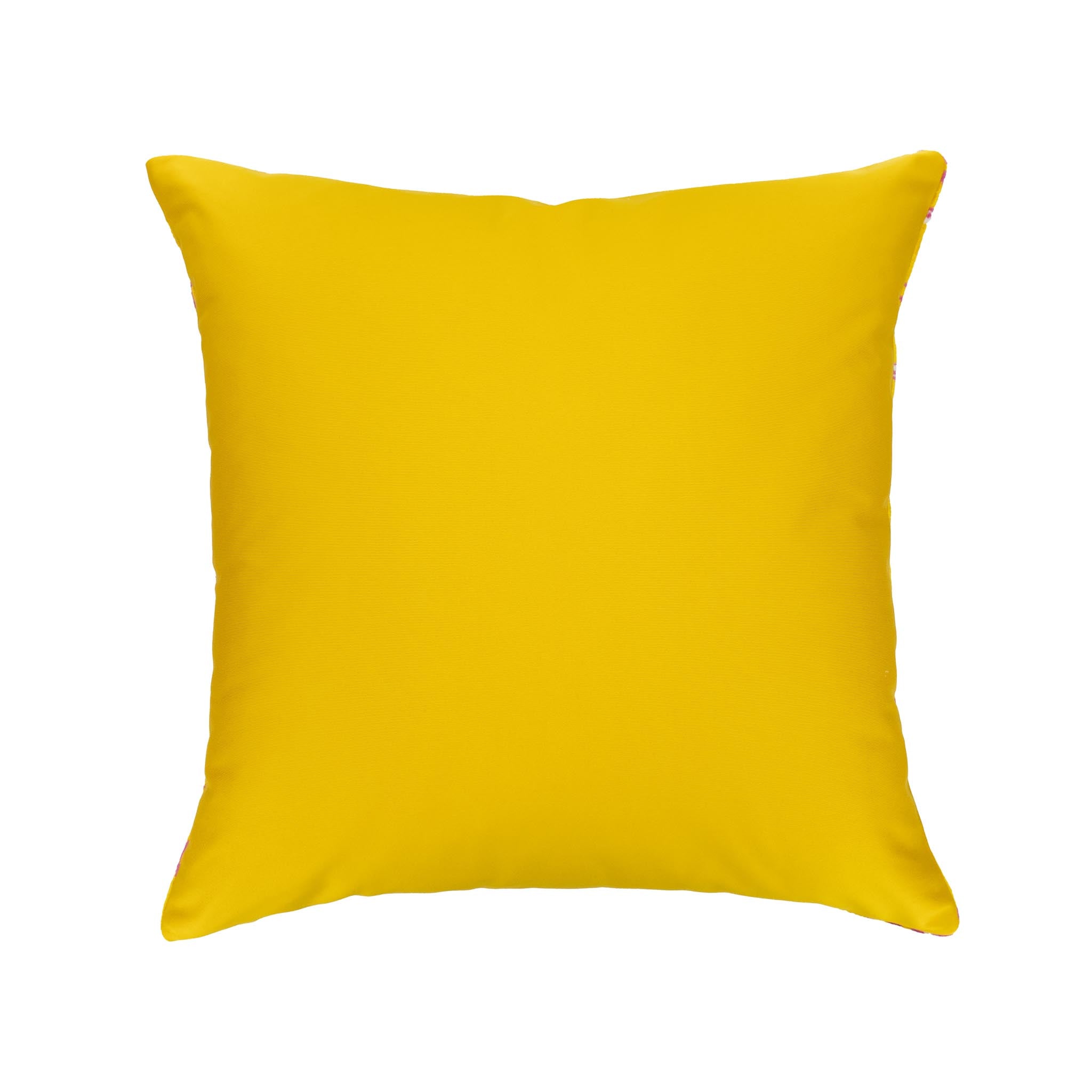 Modern silk velvet pillow in vibrant kaleidoscope jaune design, ideal for contemporary interiors.