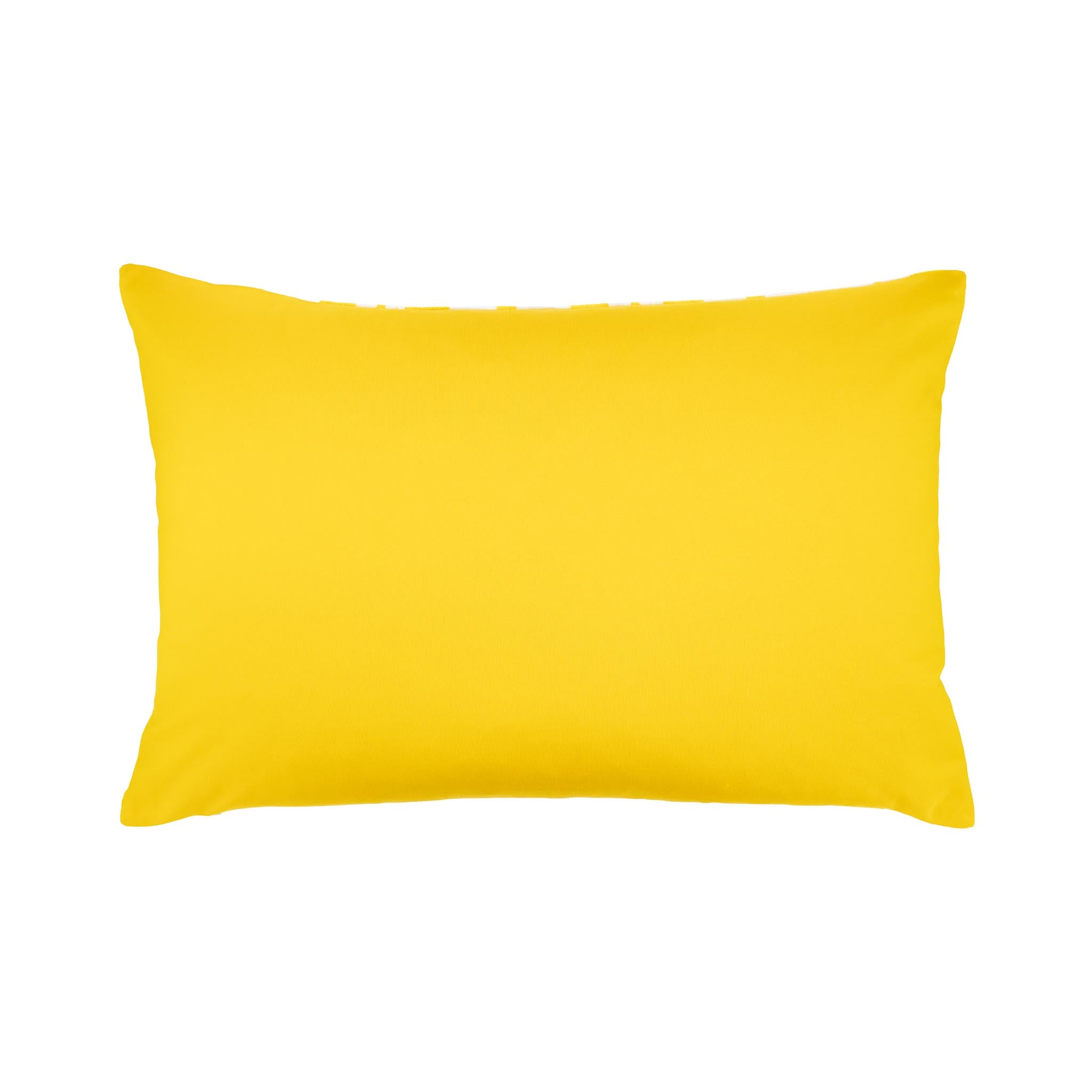 Decorative Lagoon Yellow Ikat Pillow, featuring an eye-catching intersecting diamond pattern.