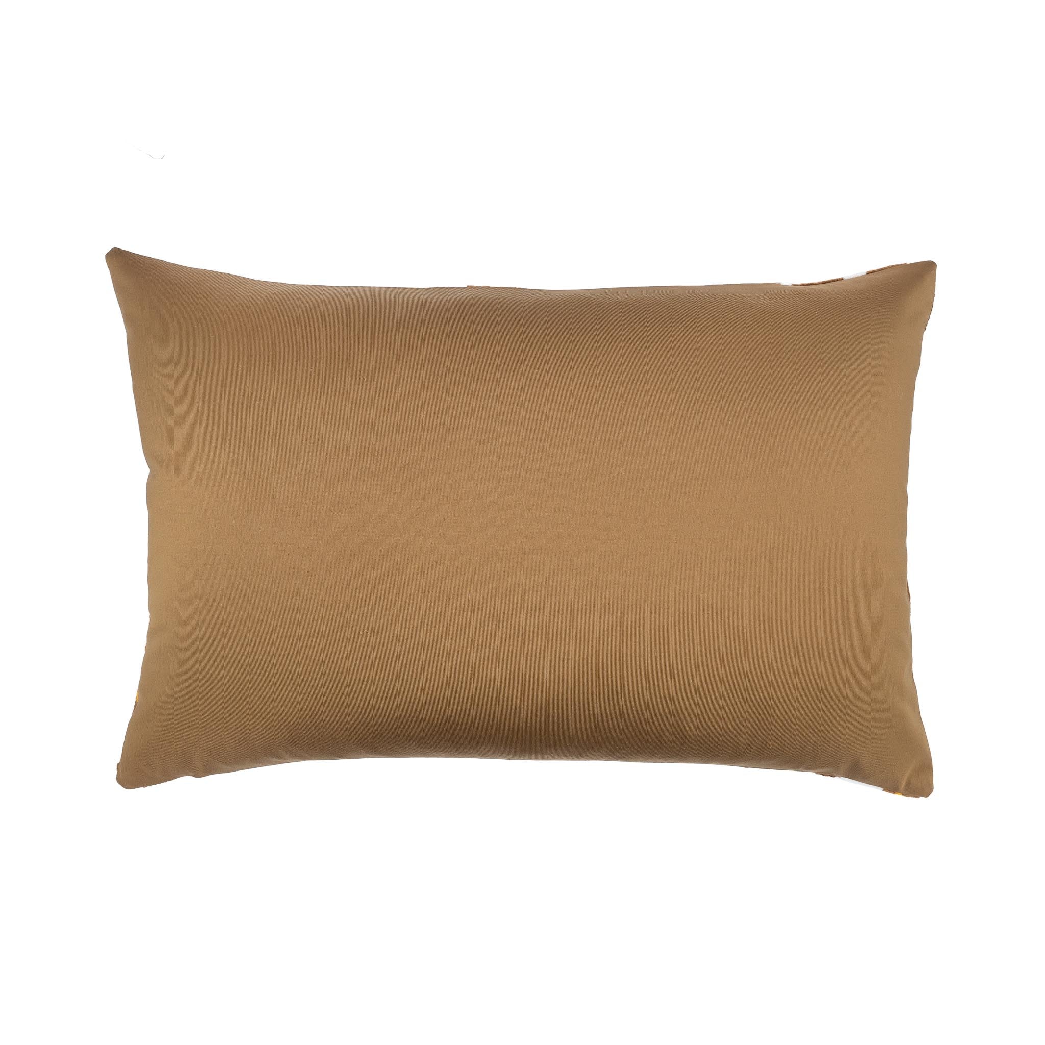 Luxury ikat pillow cover with golden brown leopard print on soft ivory background.