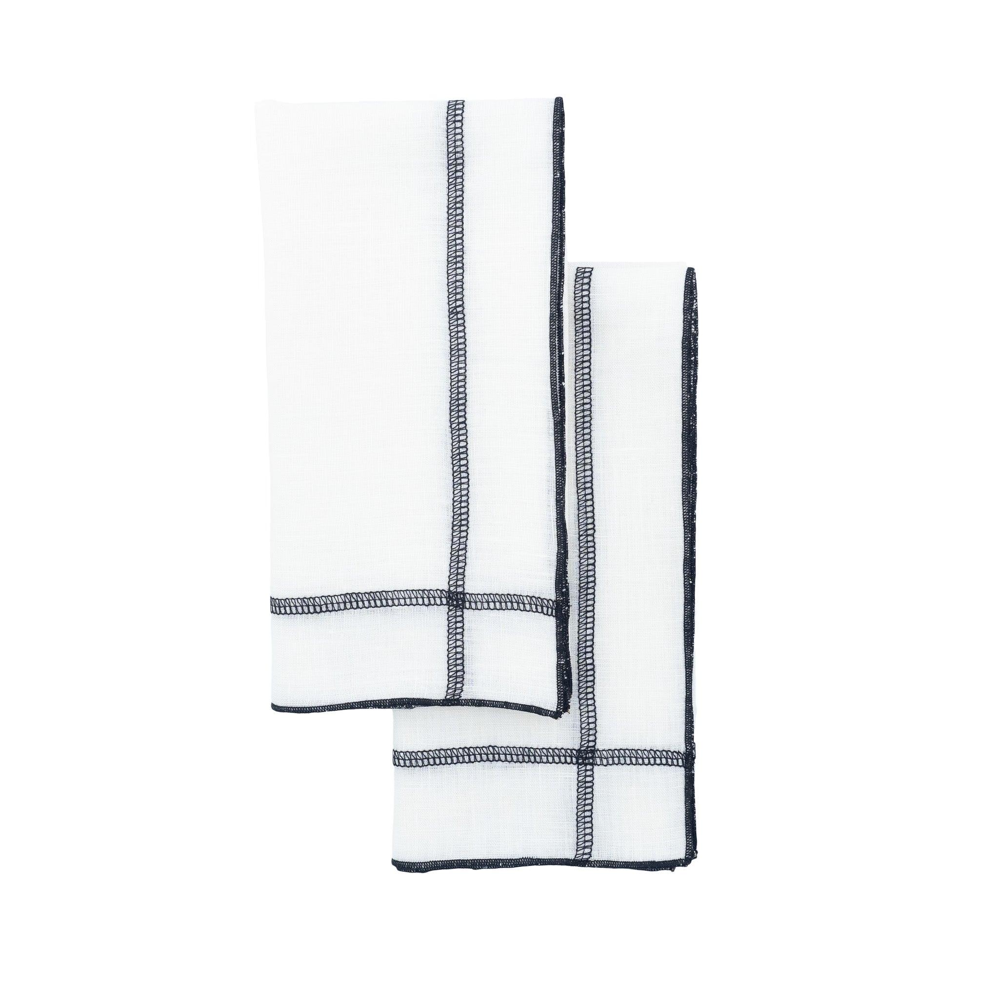 Luxurious linen napkins with black double stitching, designed to enhance your tabletops for any occasion.