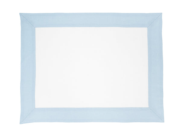 Linen Placemats With Baby Blue Borders, Set of 4