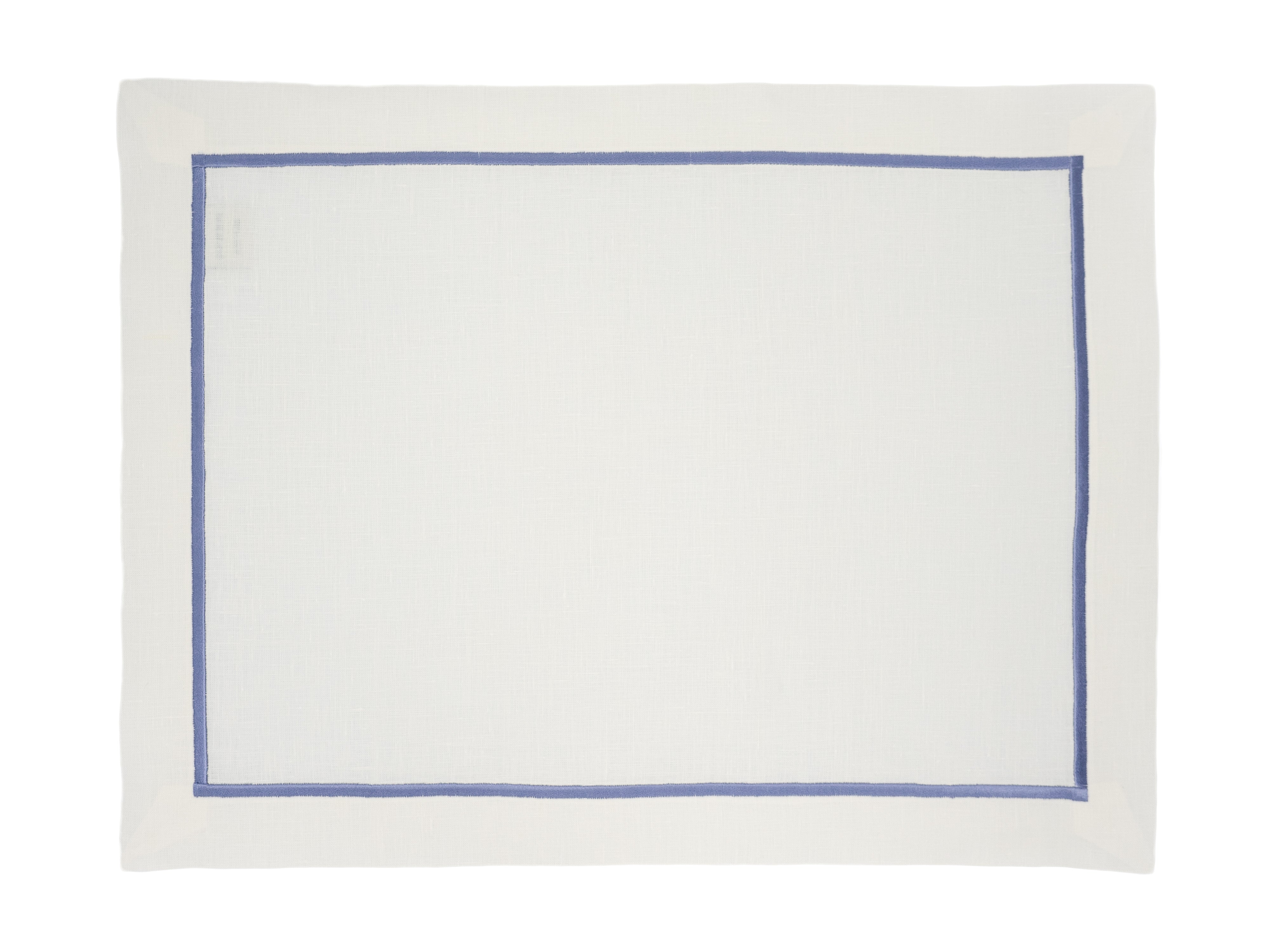 Chouchou Touch linen placemats with blue borders, crafted from 100% premium linen, ideal for both formal and casual occasions.