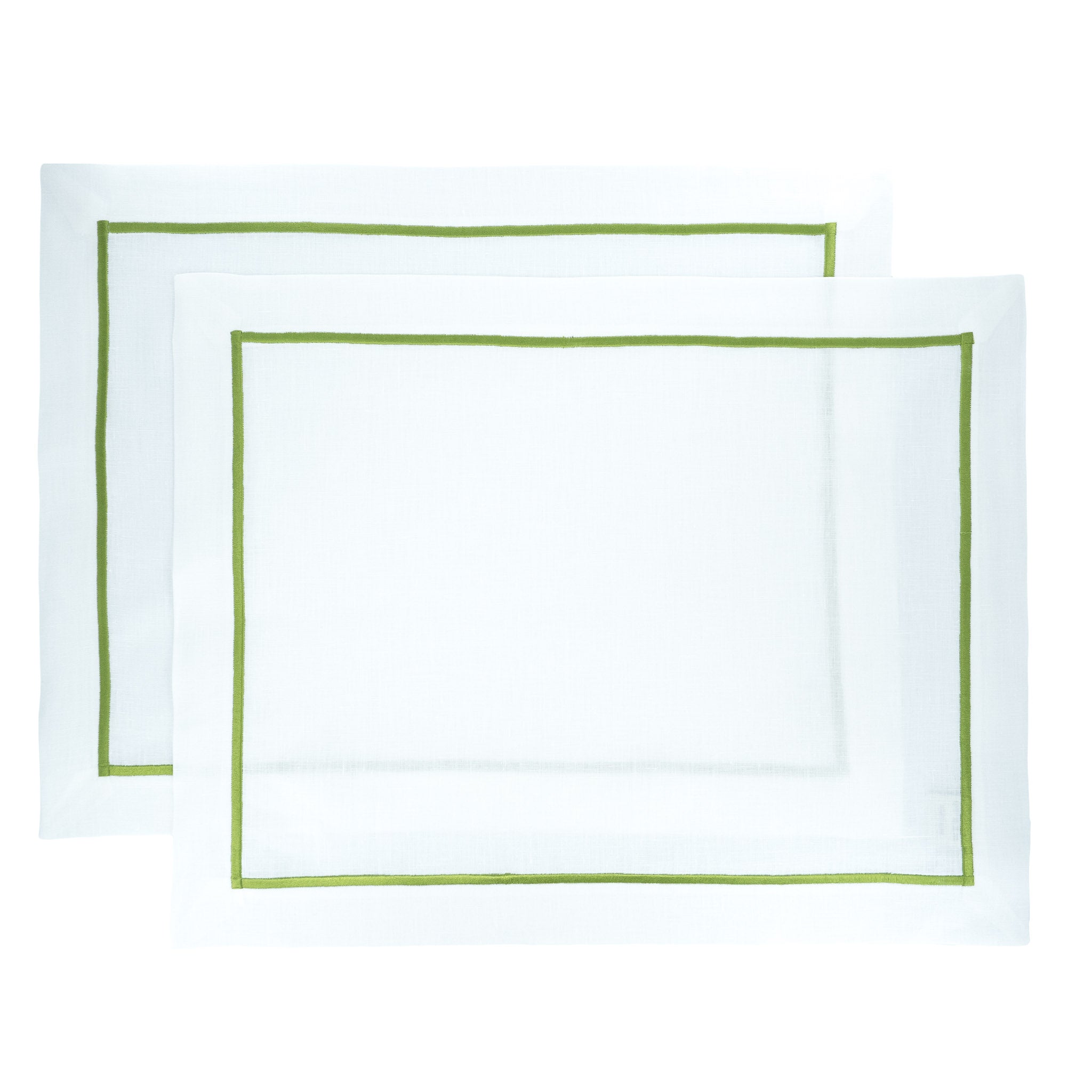 Durable linen placemats with green borders, set of 4, offering a premium touch to your tabletops for every occasion.