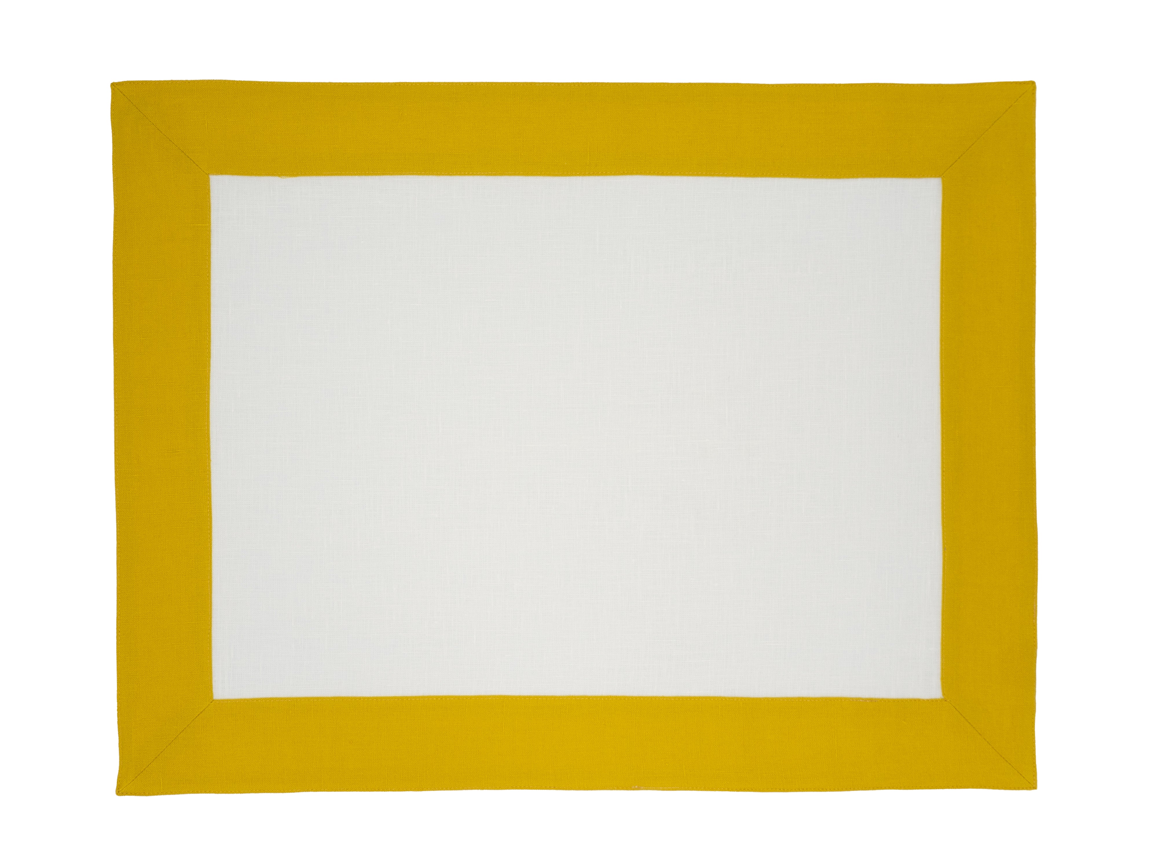 Handmade Chouchou Touch linen placemats with mustard borders, set of 4, offering a perfect blend of style and function.