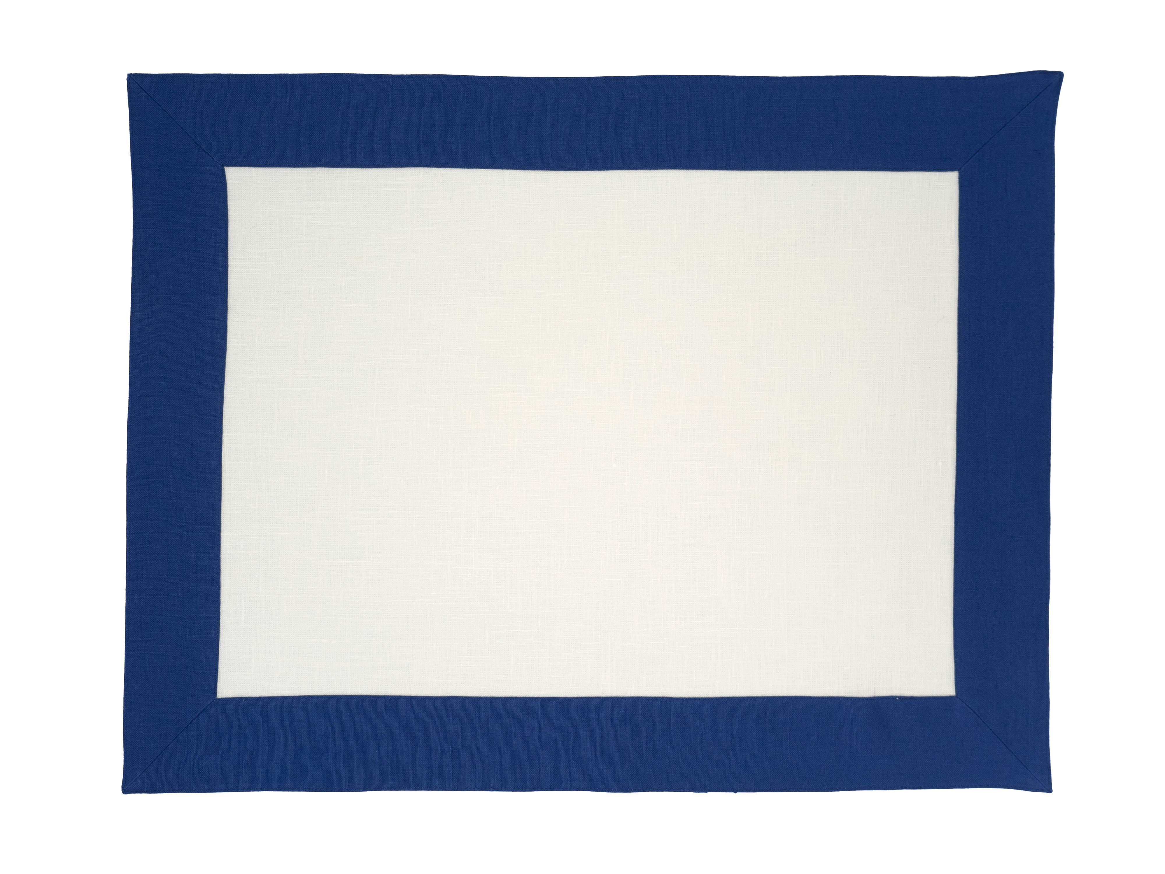 Chouchou Touch handmade linen placemats with navy borders, set of 4, adding a refined touch to your tabletop.