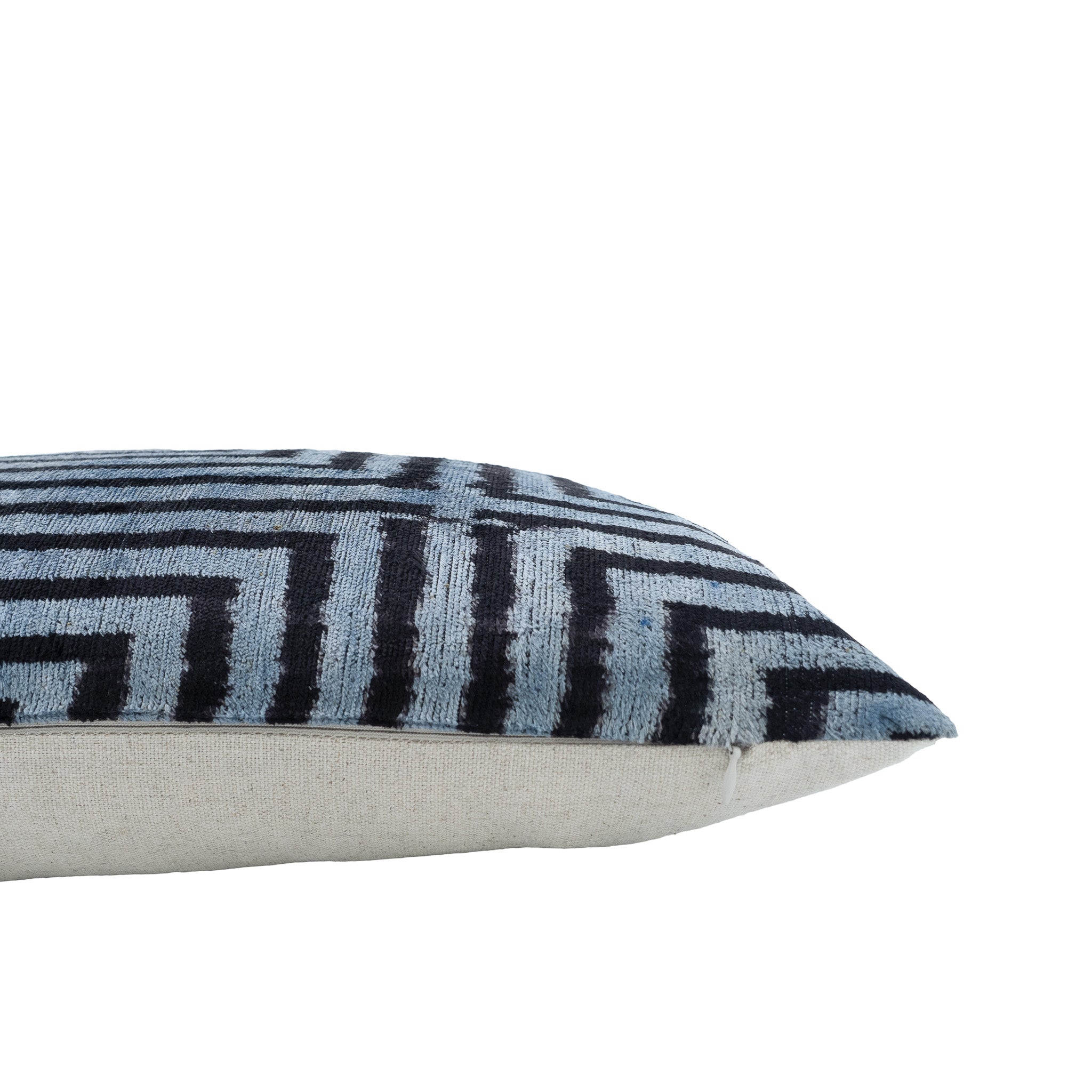 Traditional Ikat silk velvet pillow cover featuring intricate Manhattan patterns for refined home decor.