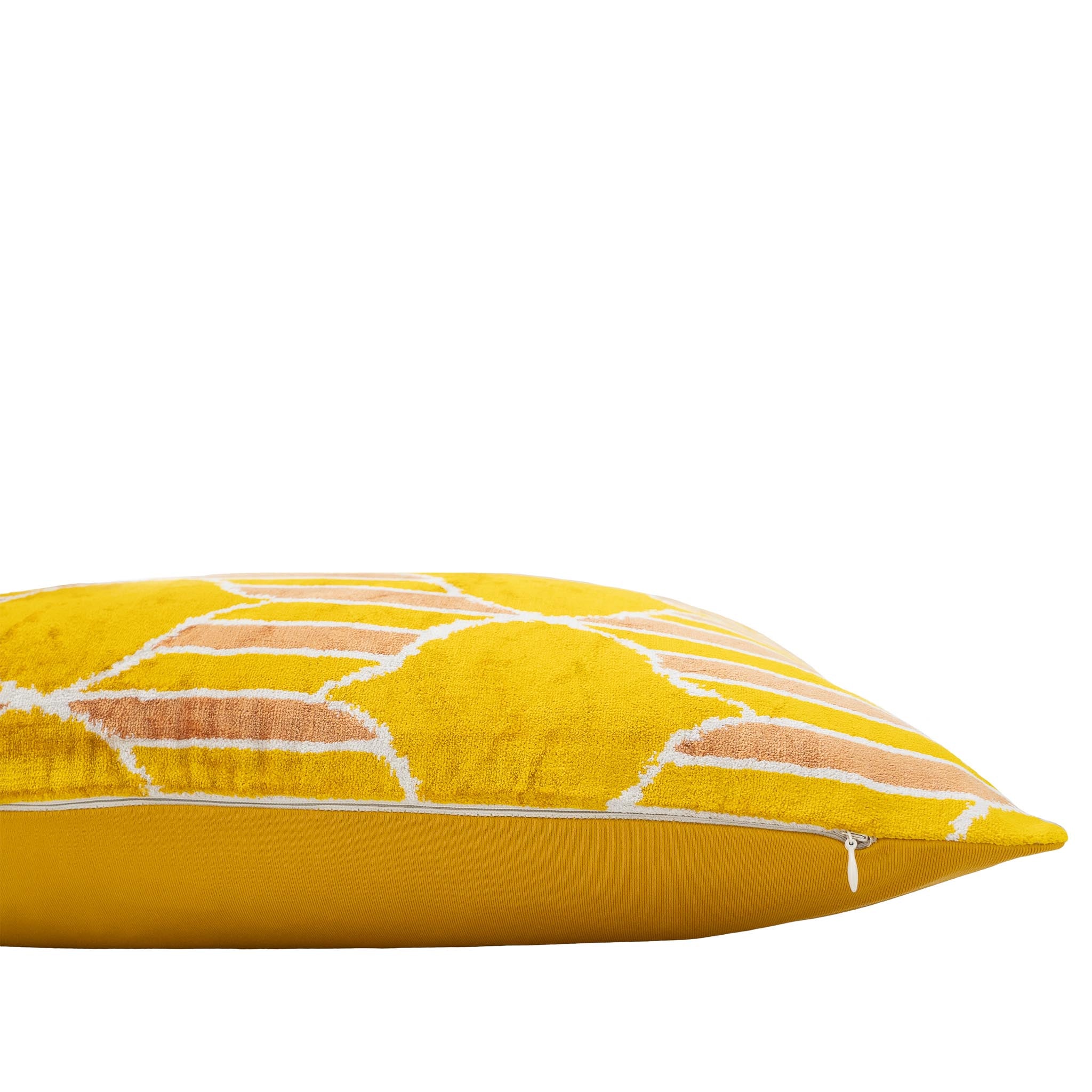 Chouchou Touch melon ikat pillow cover made of pure silk velvet.