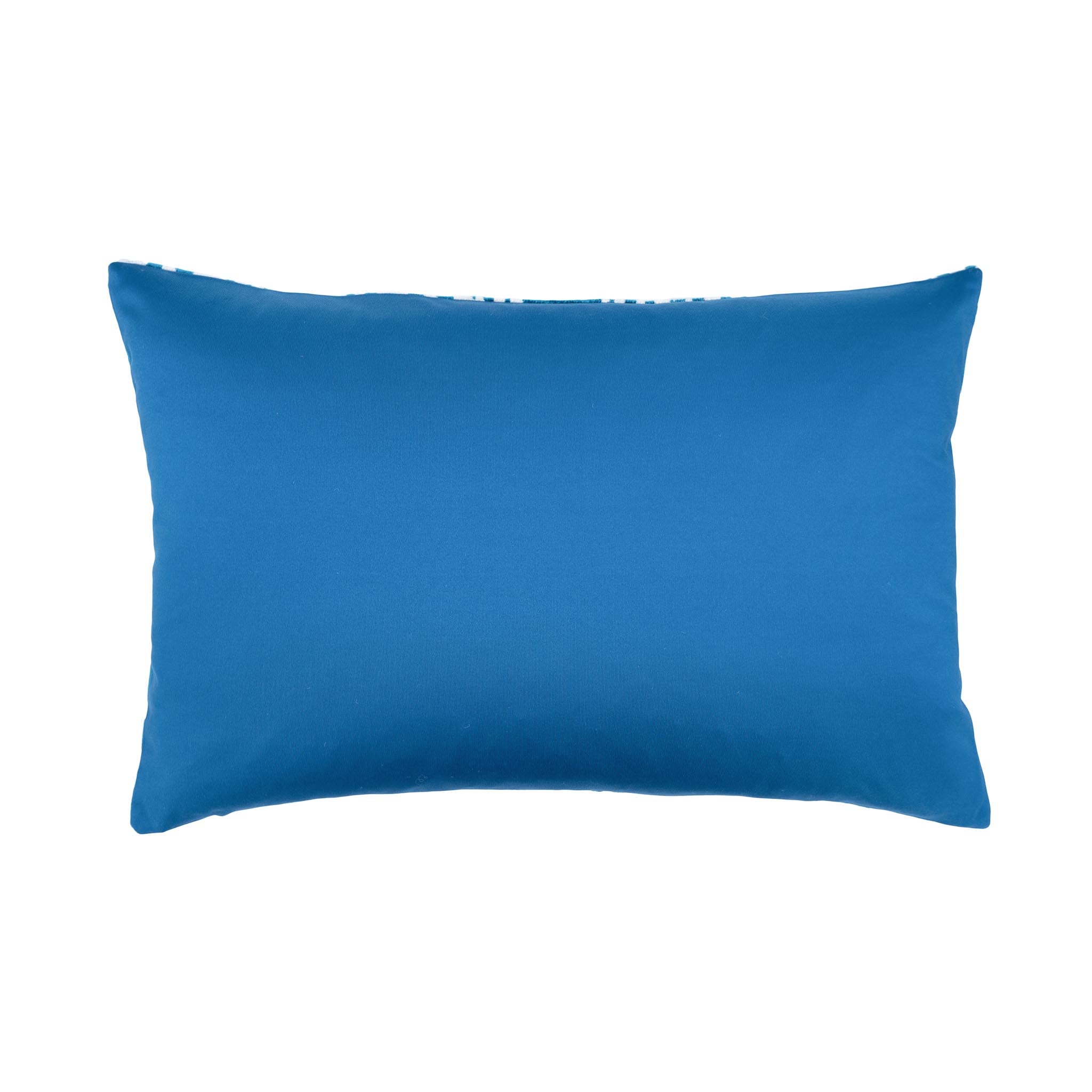 Chouchou Touch rectangular ikat pillow in vivid blue and white velvet.
