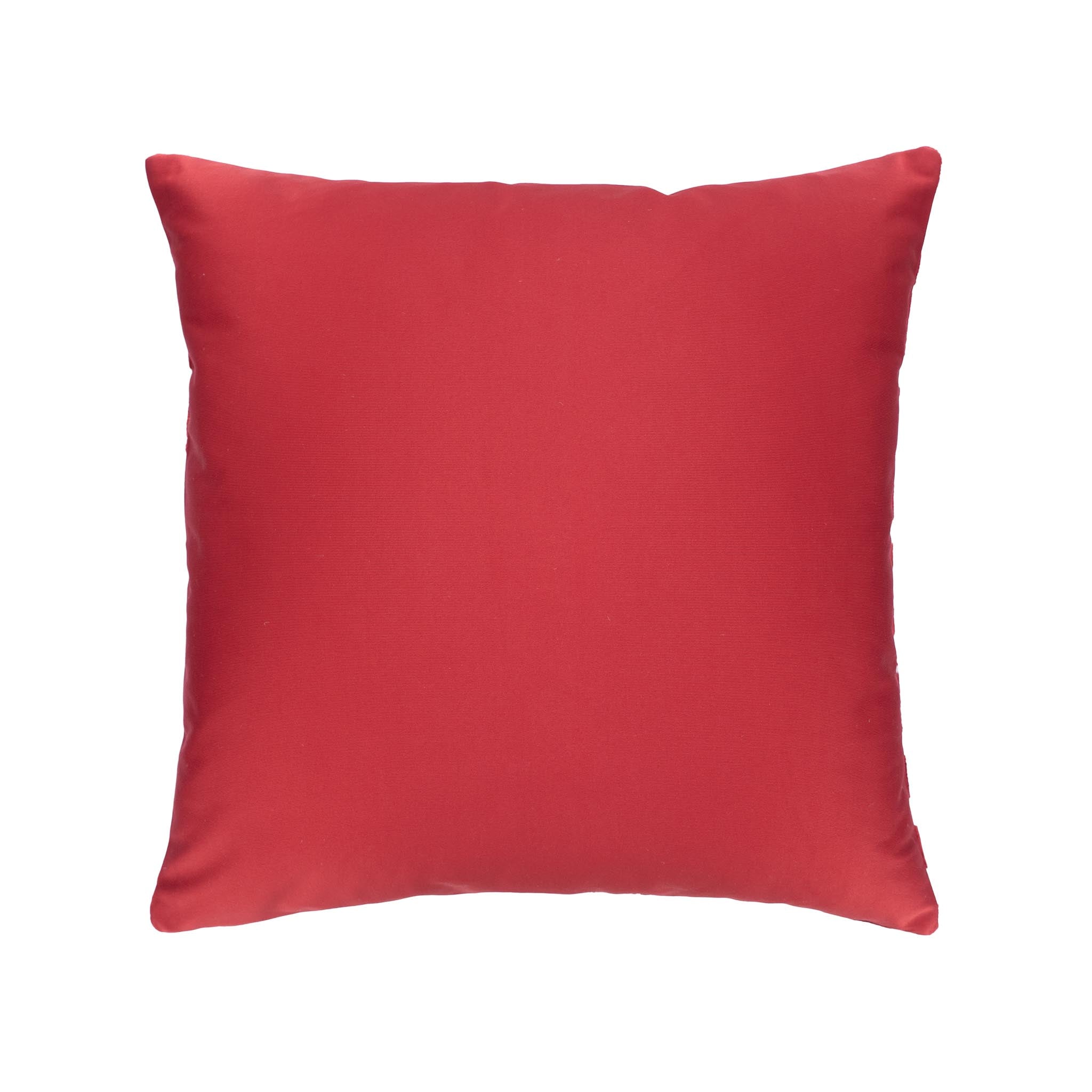 Decorative 20-inch throw pillow in merlot red with white circular and botanical ikat patterns.