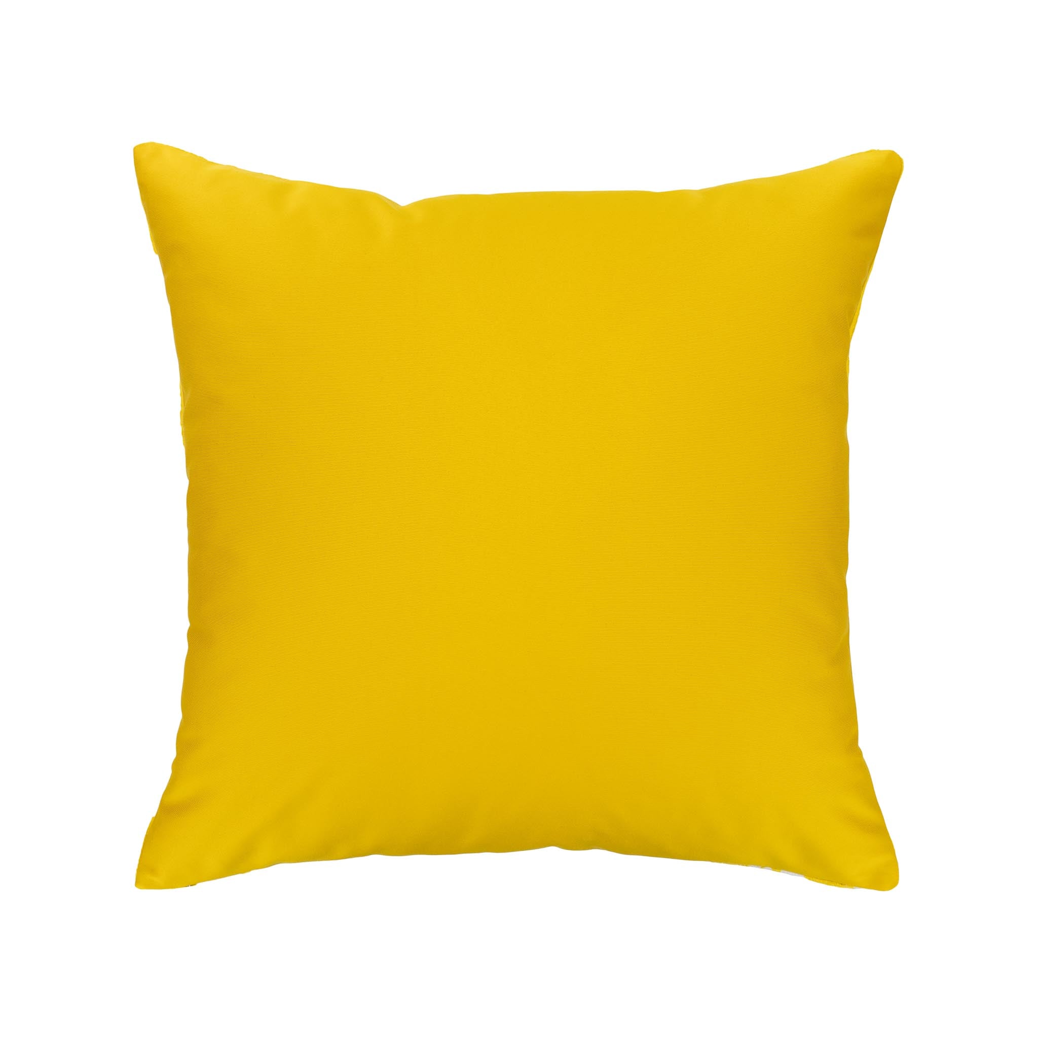Silk velvet ikat pillow cover in yellow, accented with symmetrical white detailing for a striking look.