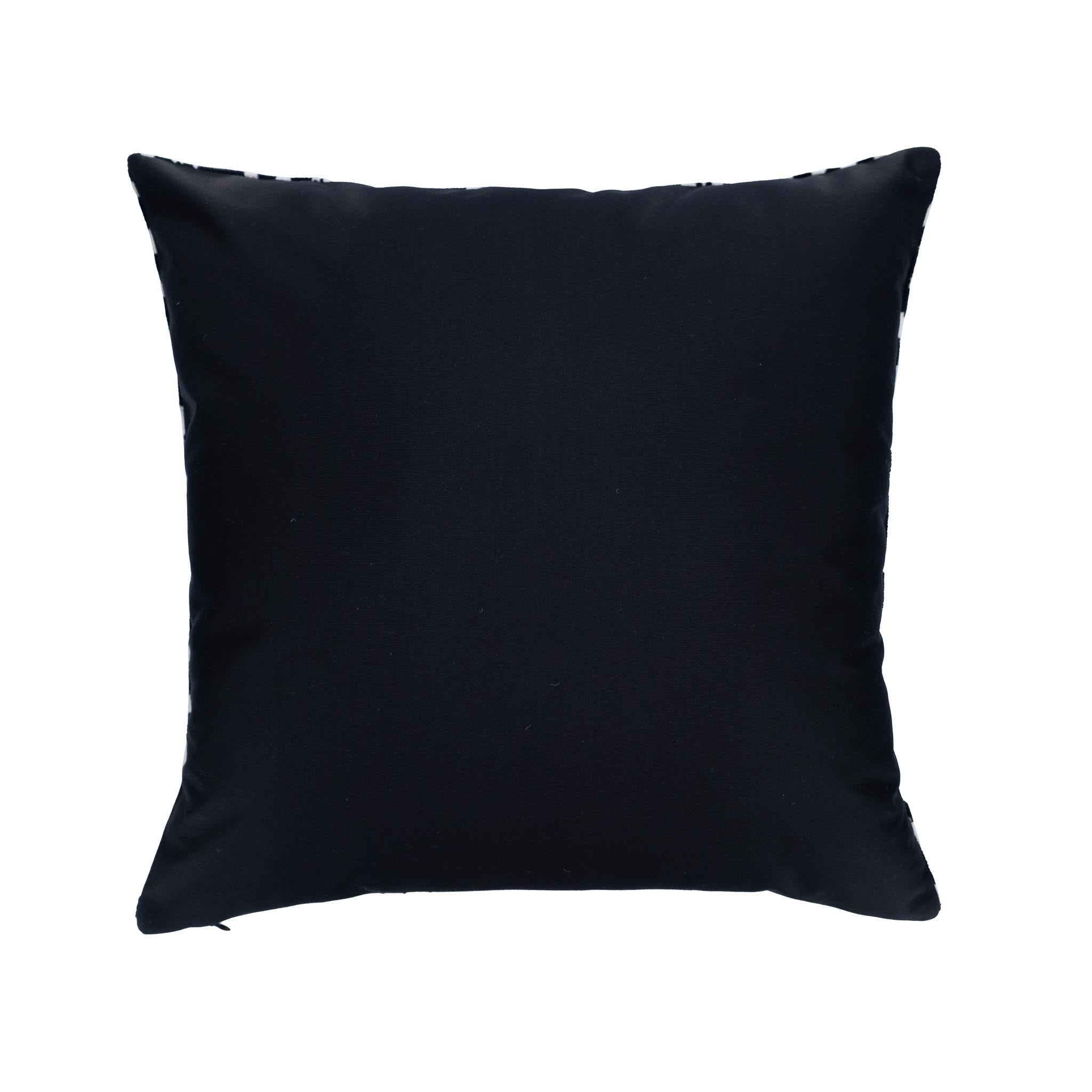 Silk velvet cushion cover with a black and white linear pattern for a bold statement look.