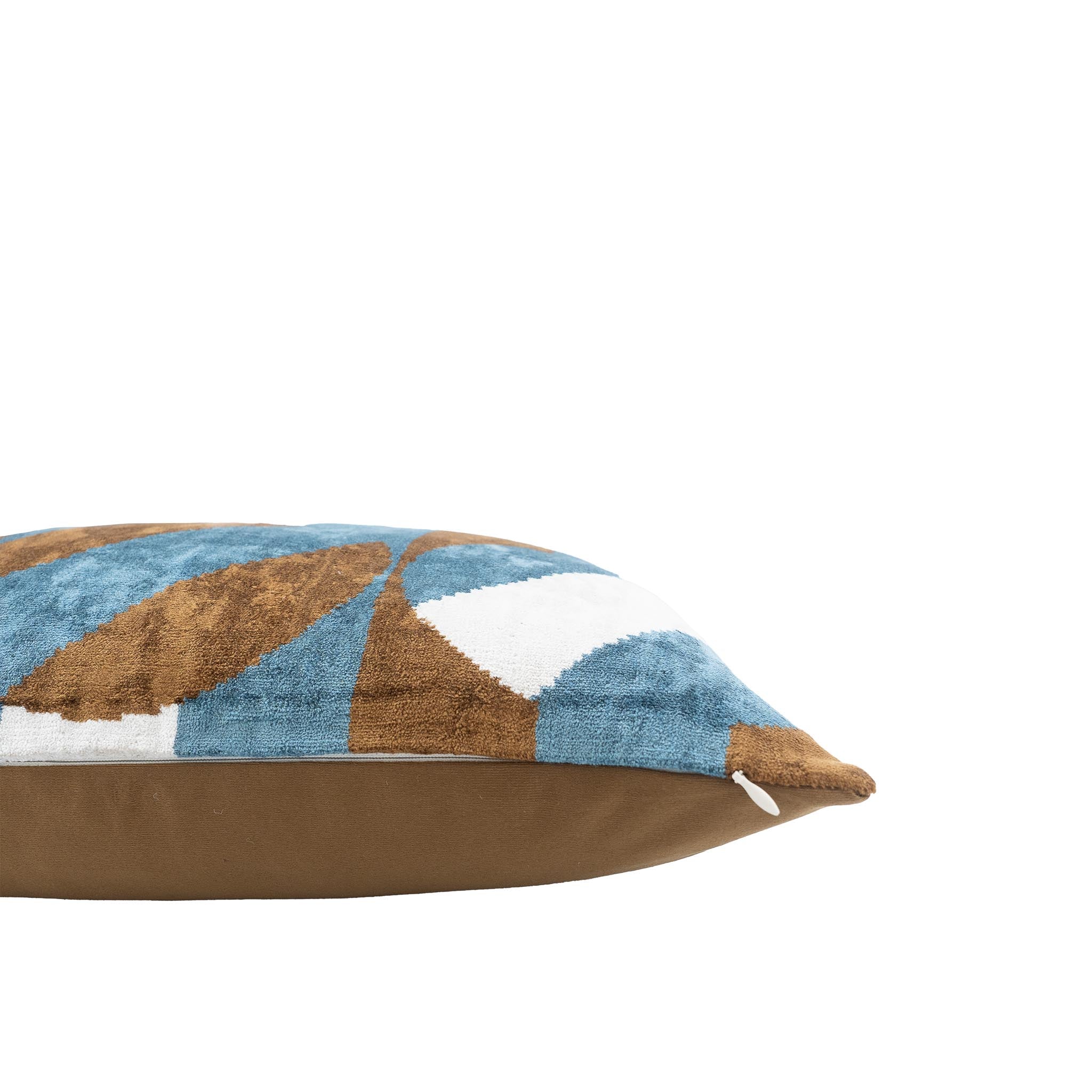 20x20 luxury ikat pillow with a soft velvet texture and a contemporary abstract pattern.