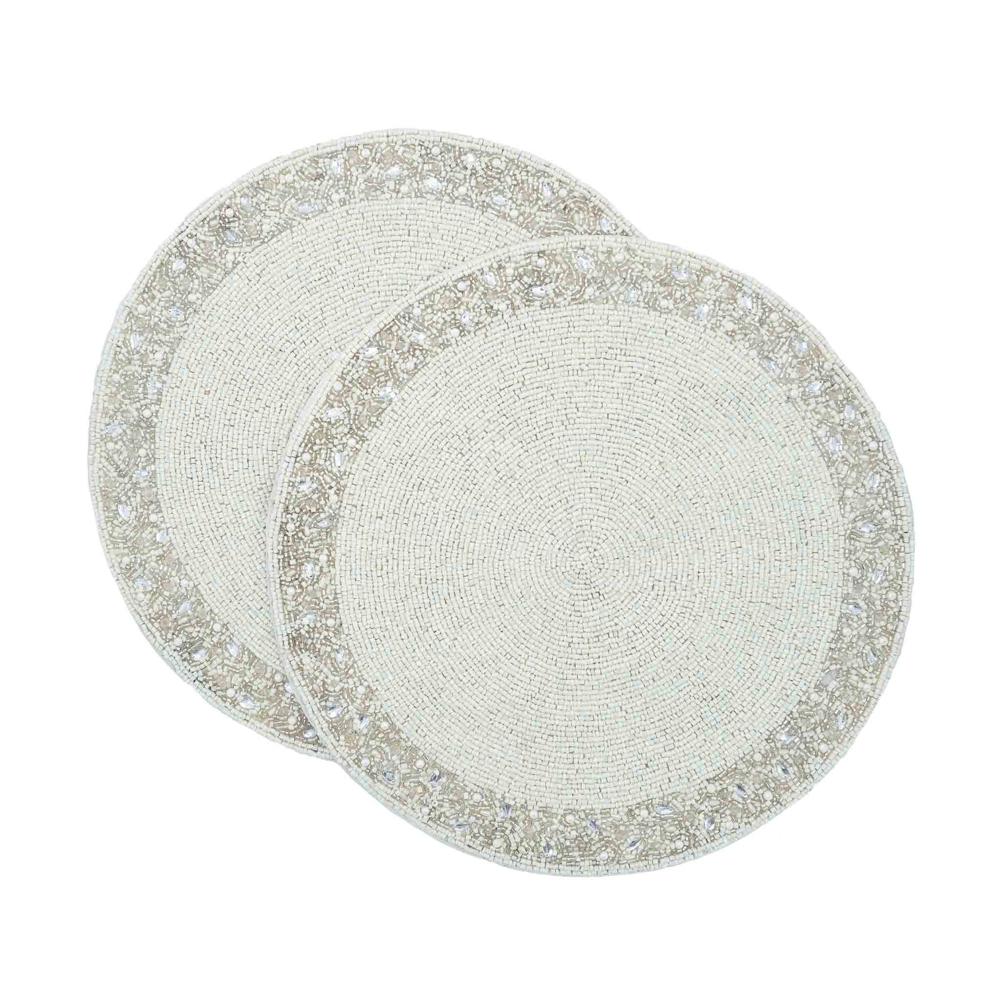 Luxury Pearl Glass Beaded Placemats, designed to elevate your table decor with coastal-inspired elegance.