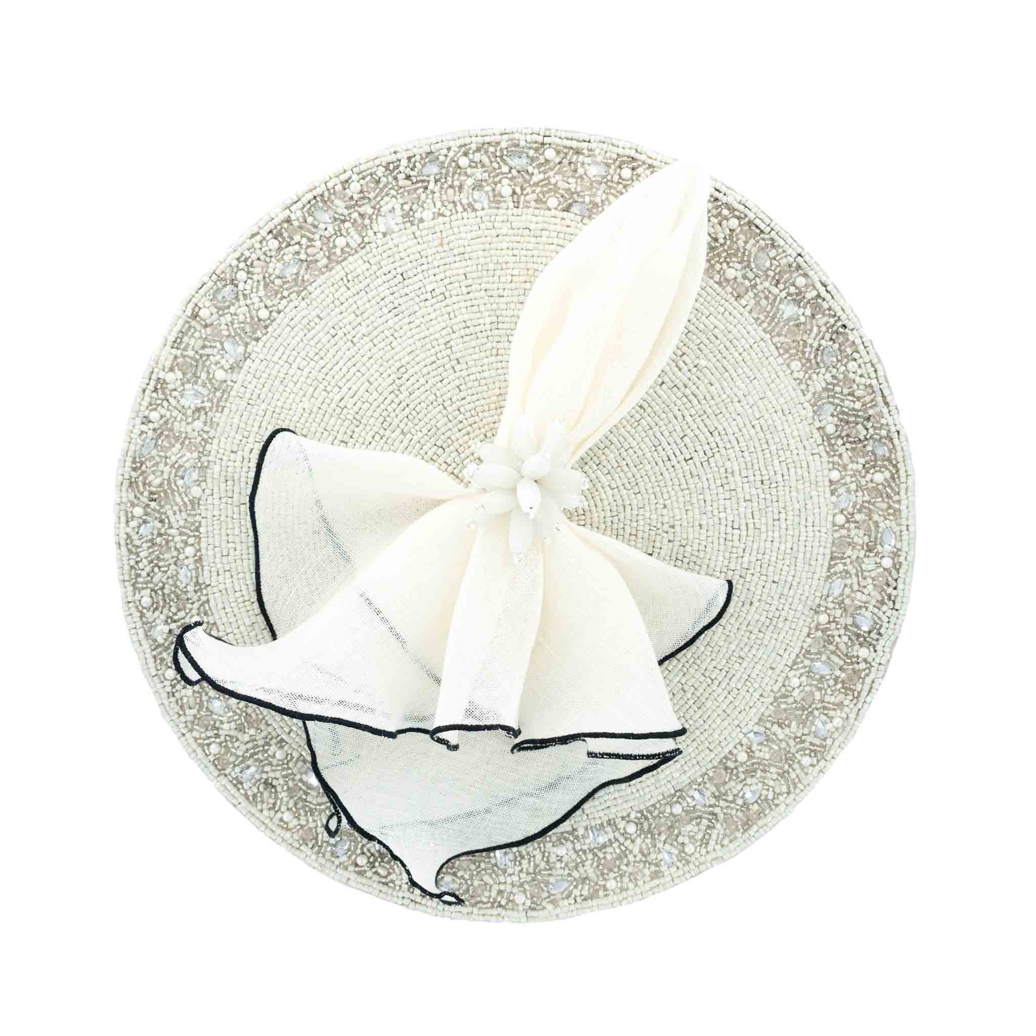 Set of 2 Pearl Placemats, bringing a touch of nature’s beauty to your dining table with white and pearl beads.