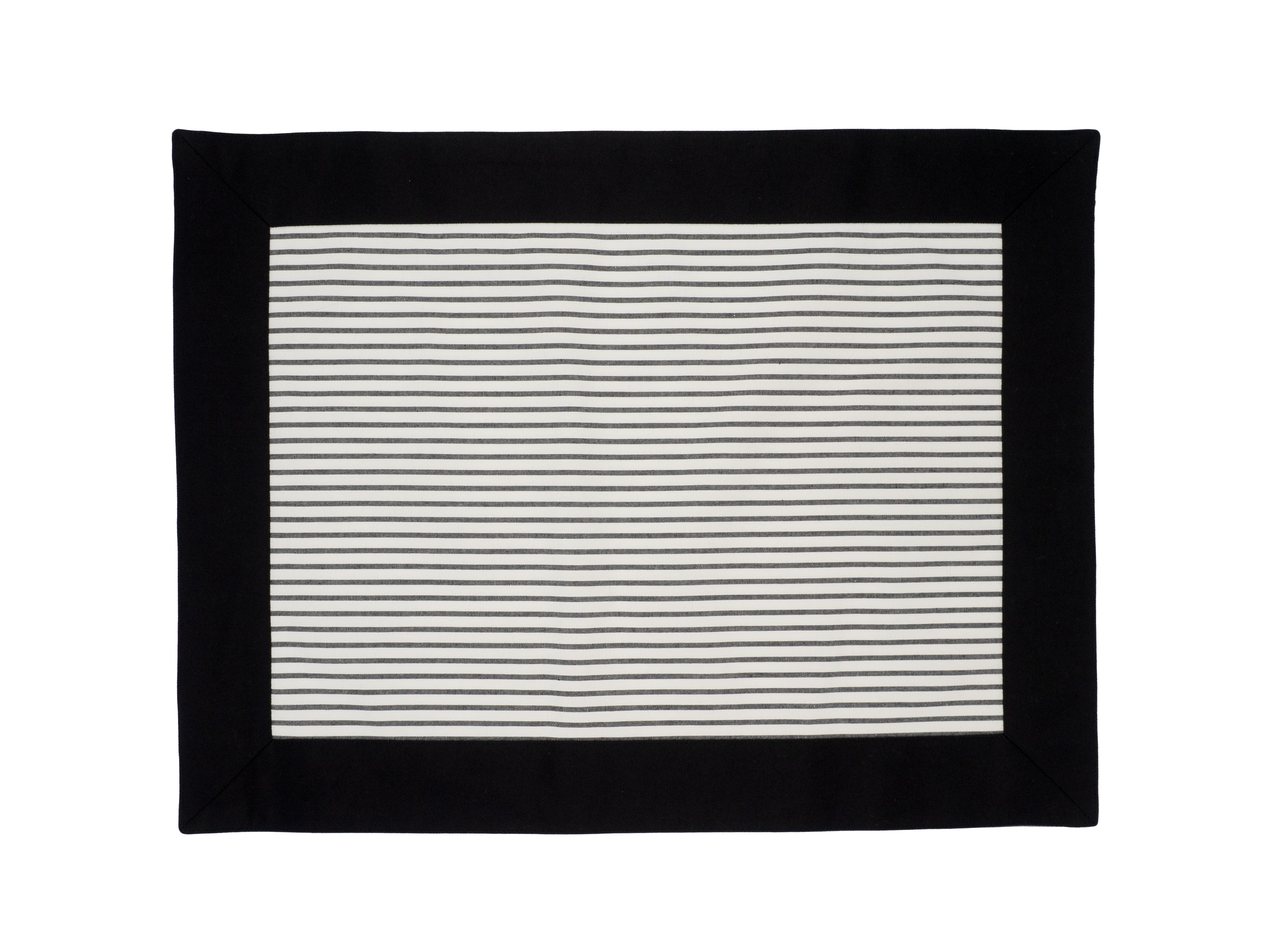 Chouchou Touch black placemats with striped design, set of 4, made from premium materials for a refined dining experience.