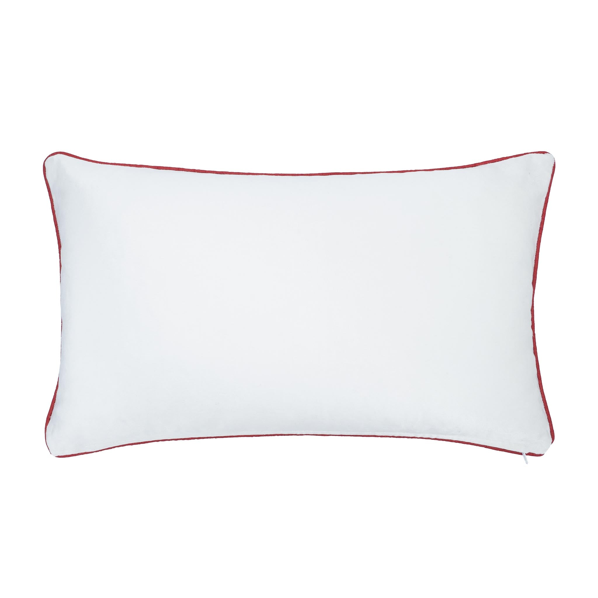 12" x 20" Poppies White Throw Pillow with hand embroidered red poppies, perfect for modern and traditional decor alike.