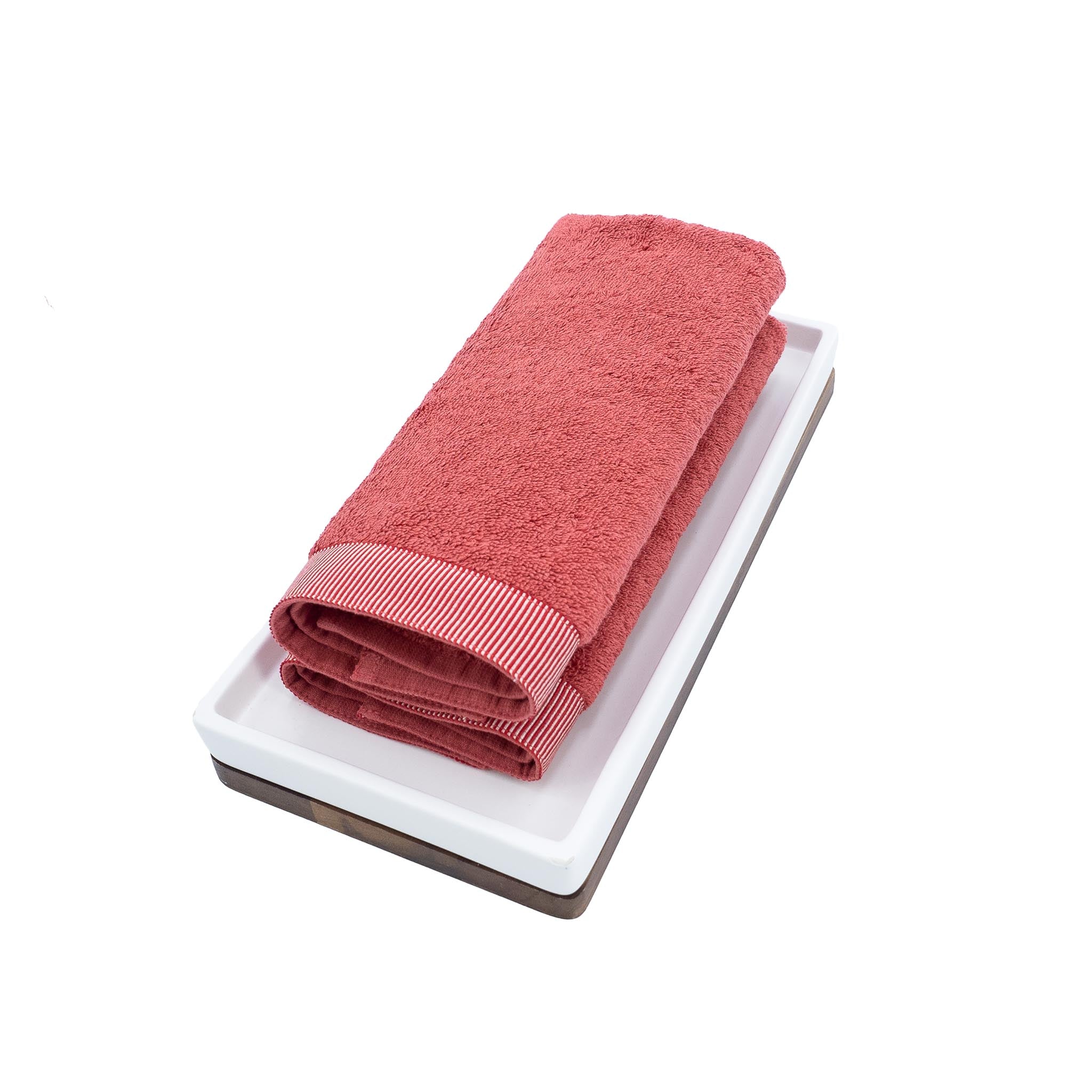 Red Guest Towels With Red Stripes Set of 2