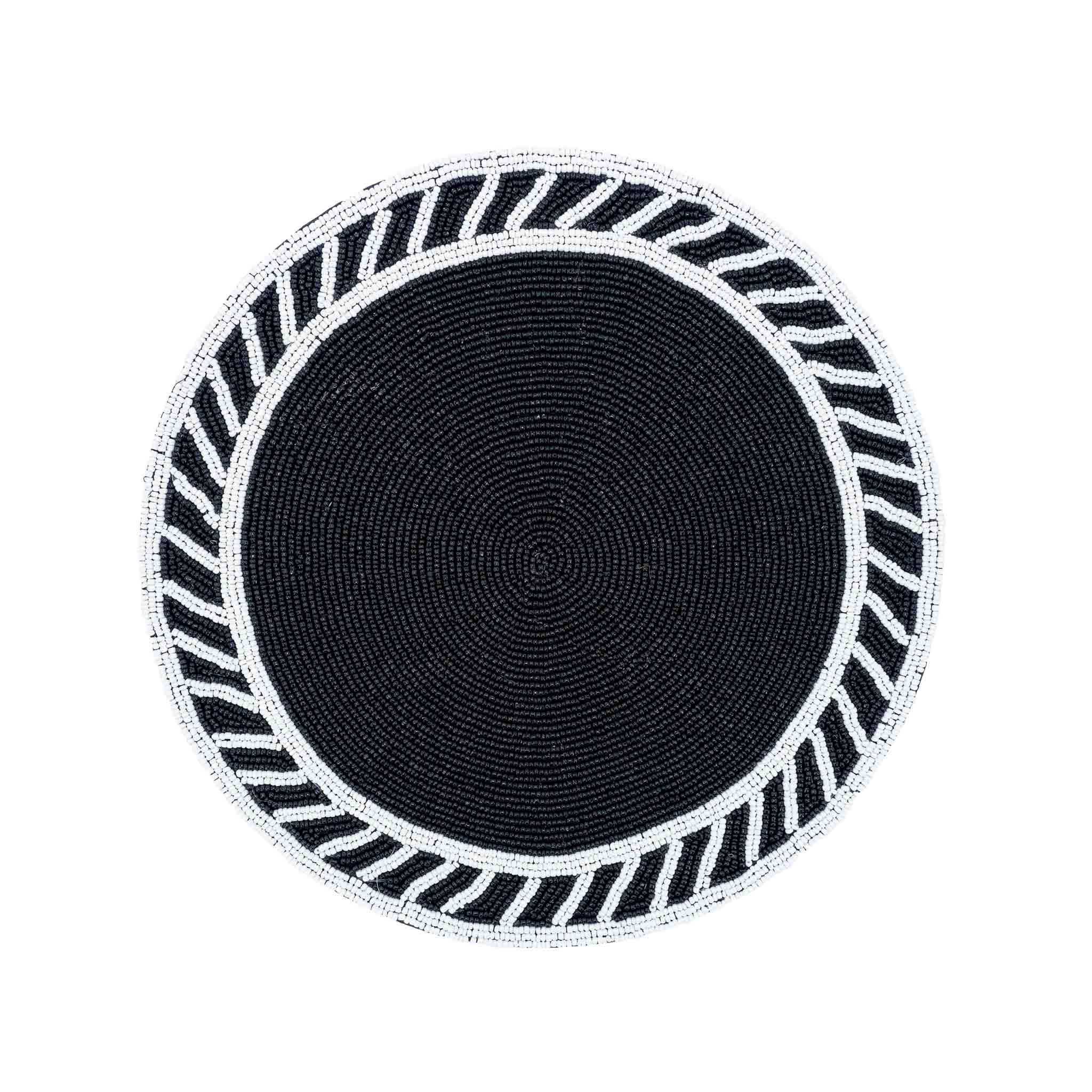 Chouchou Touch Roma Placemats with black and white beads, designed to add luxury and shine to your table.
