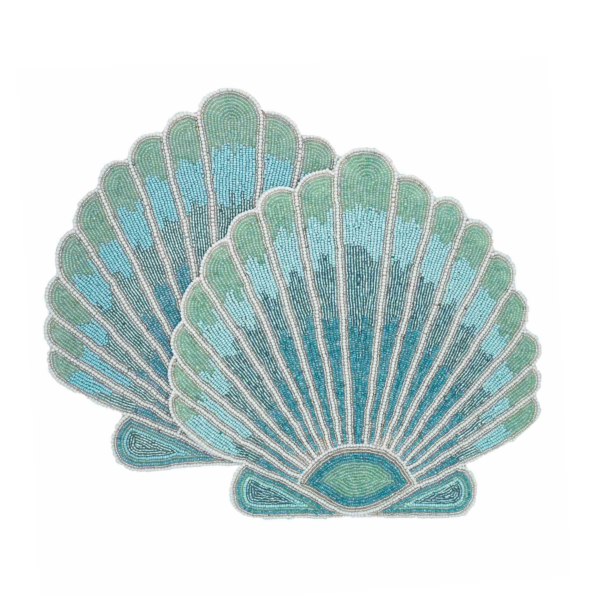 Luxurious Sea Shell placemats with glass bead accents, adding a sophisticated bling to your dining experience.