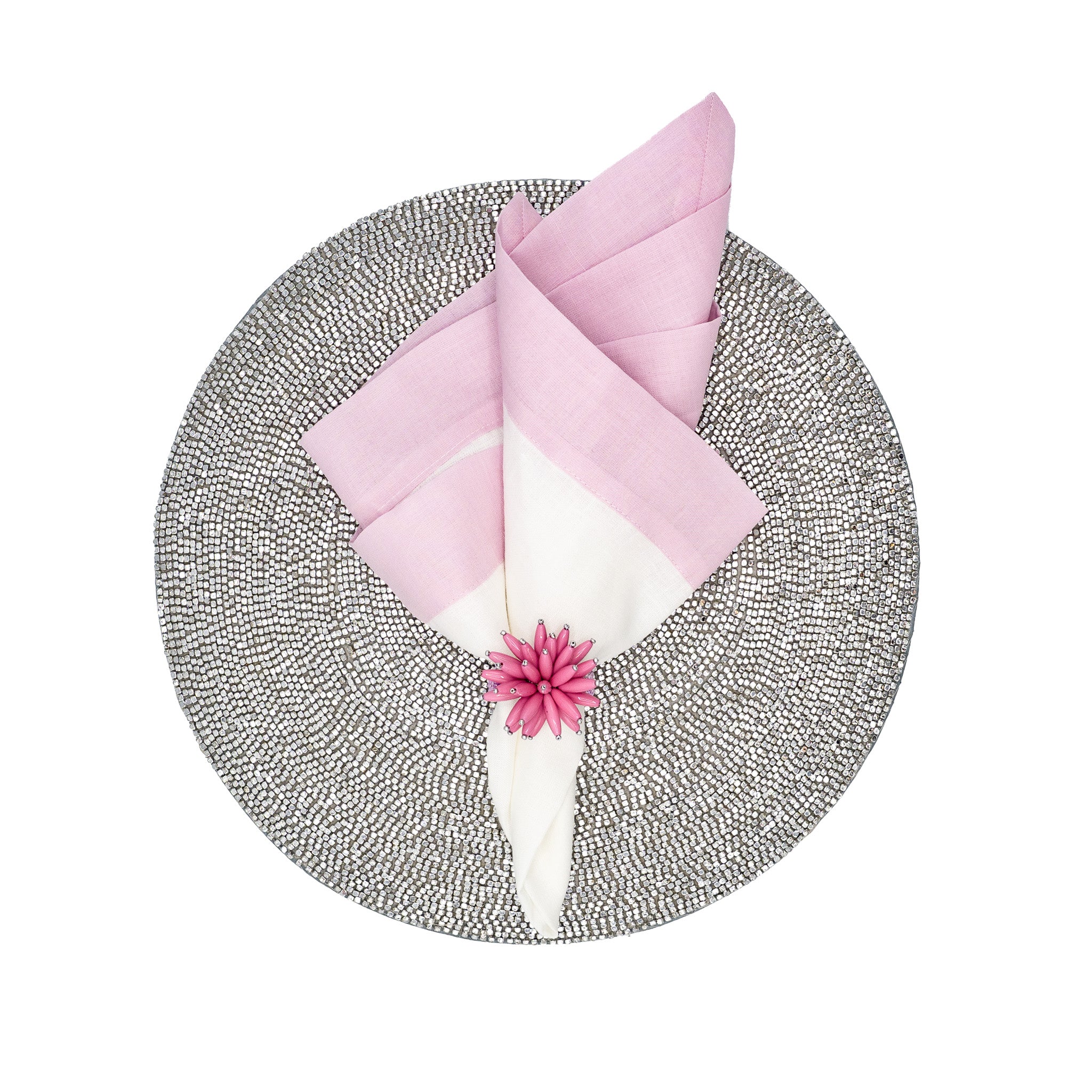 Chouchou Touch Silver Placemats, designed to add depth and shine with shiny, luminous microbeads.