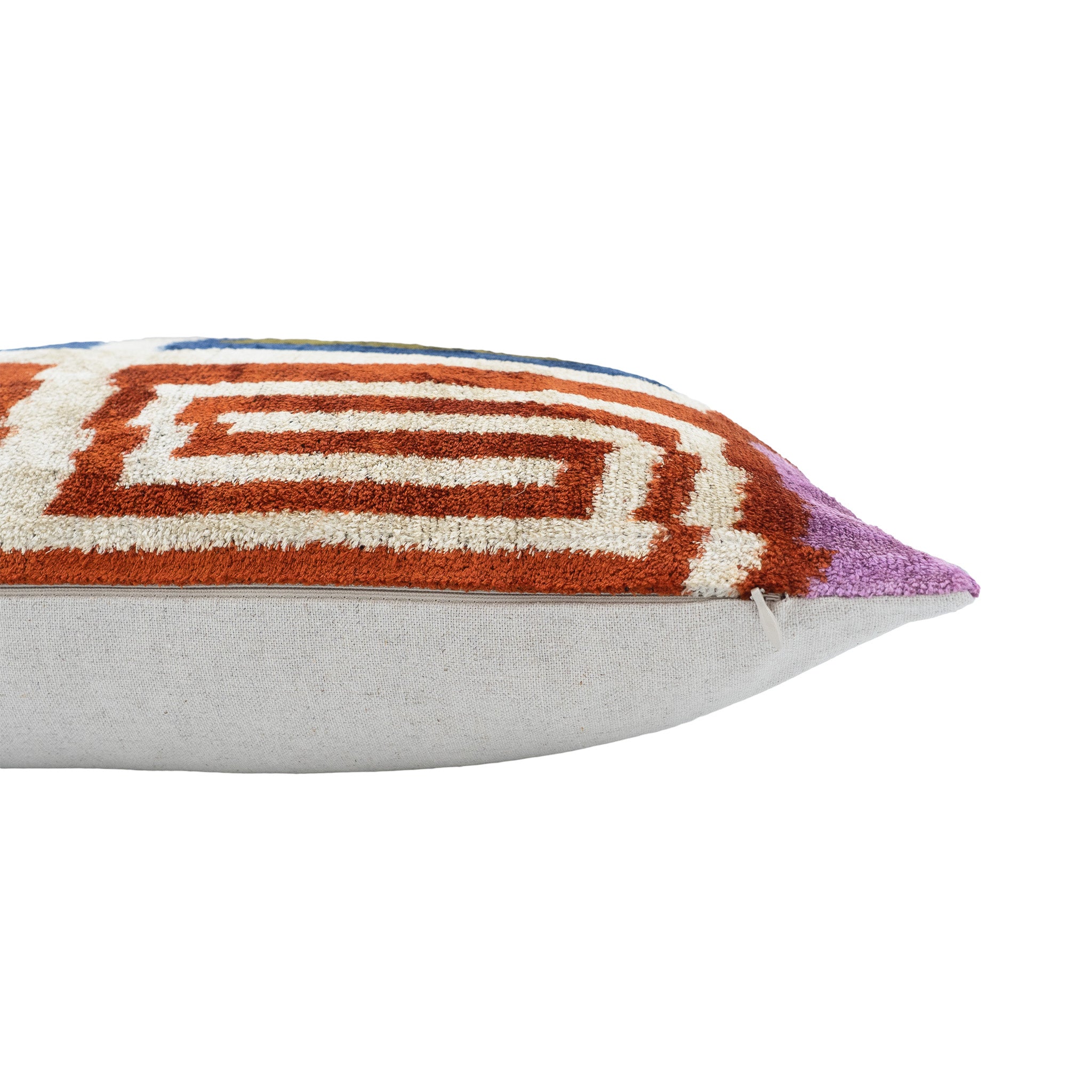 Chouchou Touch Soho Silk Velvet Ikat Pillow Cover, designed to enhance interiors with vibrant and sophisticated accents.