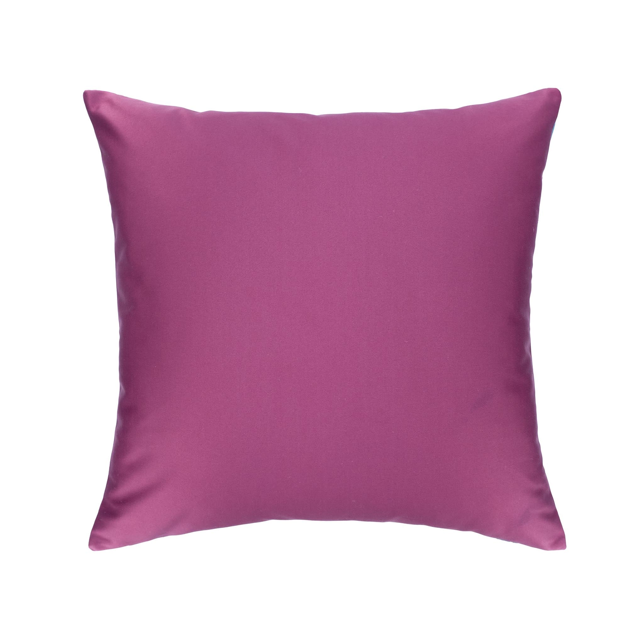 Vibrant blue and white ikat pillow with a striking geometric square design, handmade and luxurious.
