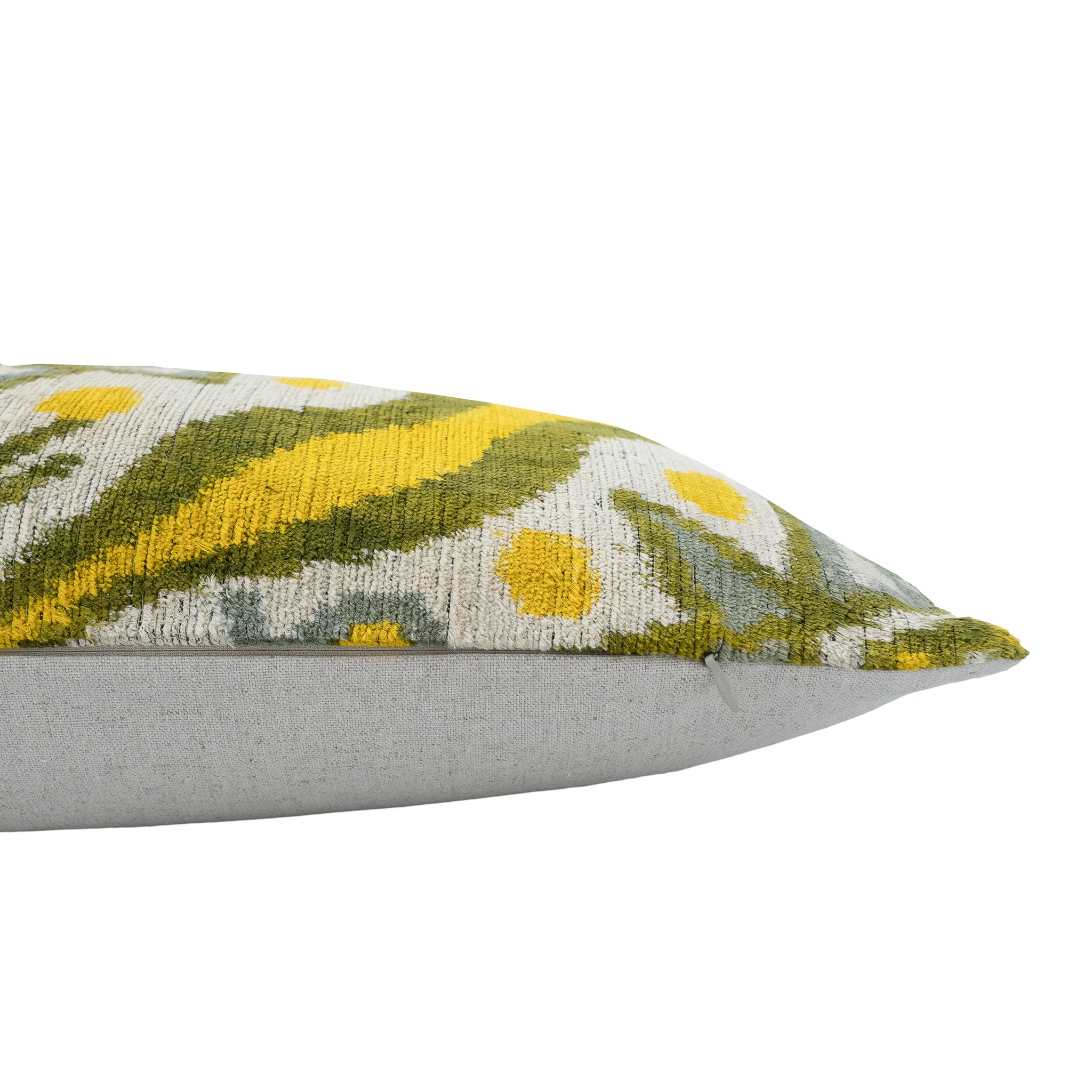 16x24-inch artisan-crafted silk velvet ikat pillow featuring a traditional star motif.