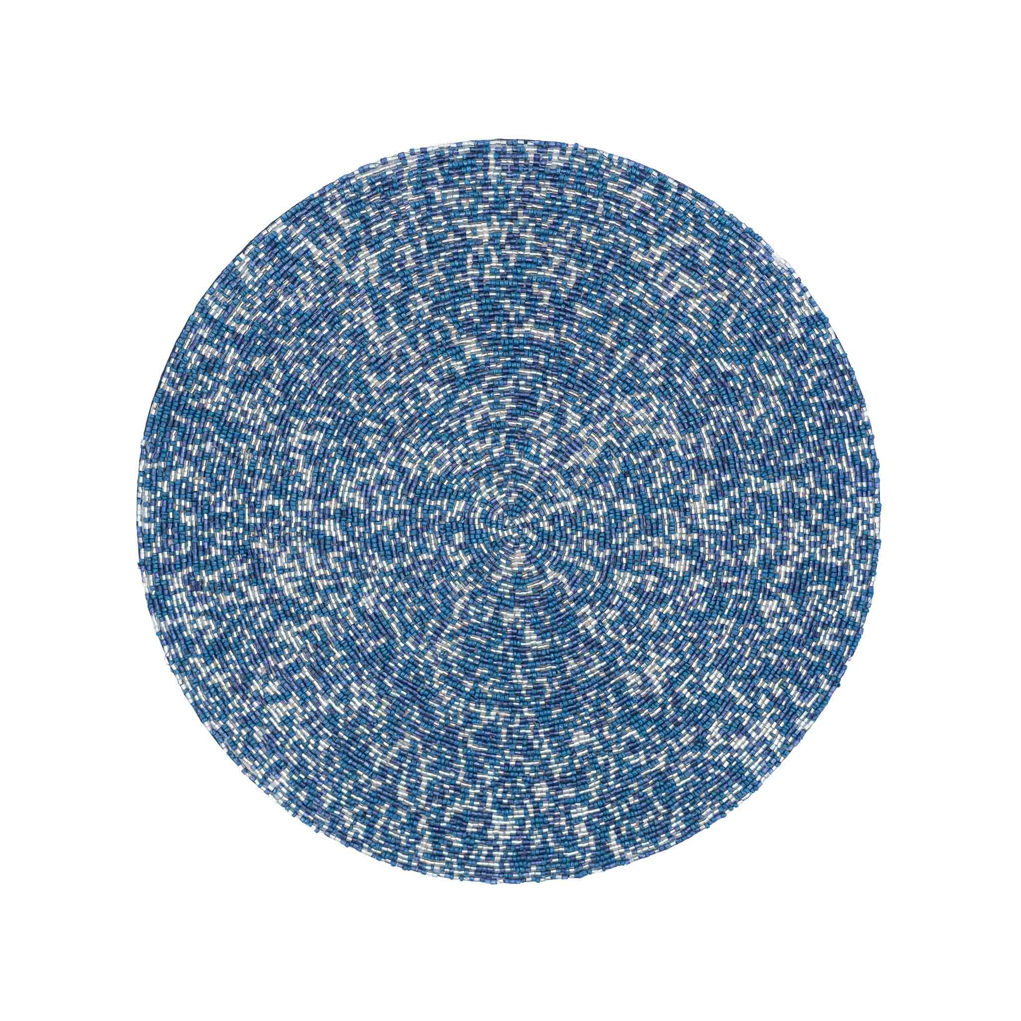 Set of 2 Starlight Glass Beaded Placemats, featuring navy and gold microbeads for a radiant, shiny finish
