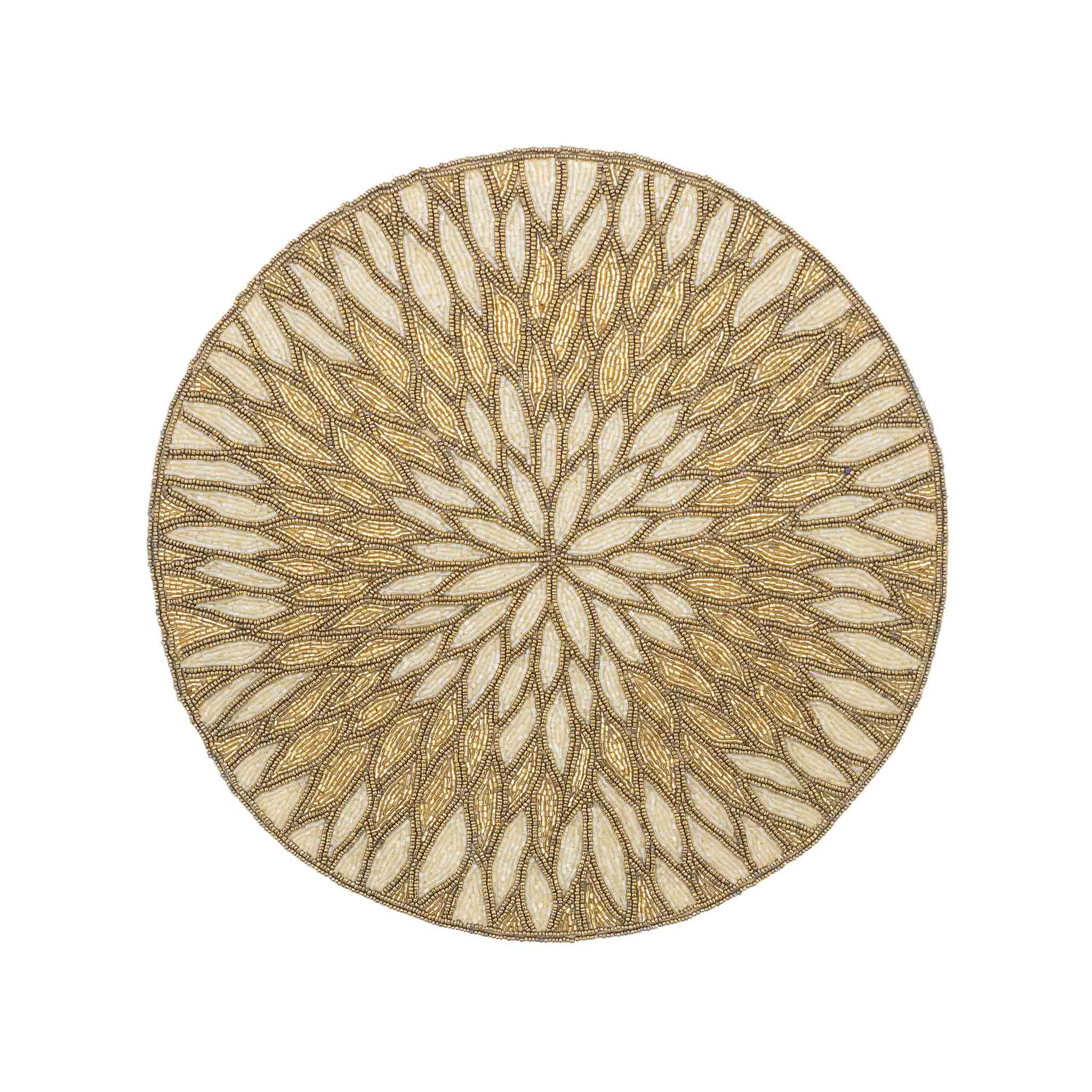 Handmade Summer Sun Placemats with golden glass beads, adding depth and luxury to your dining experience.
