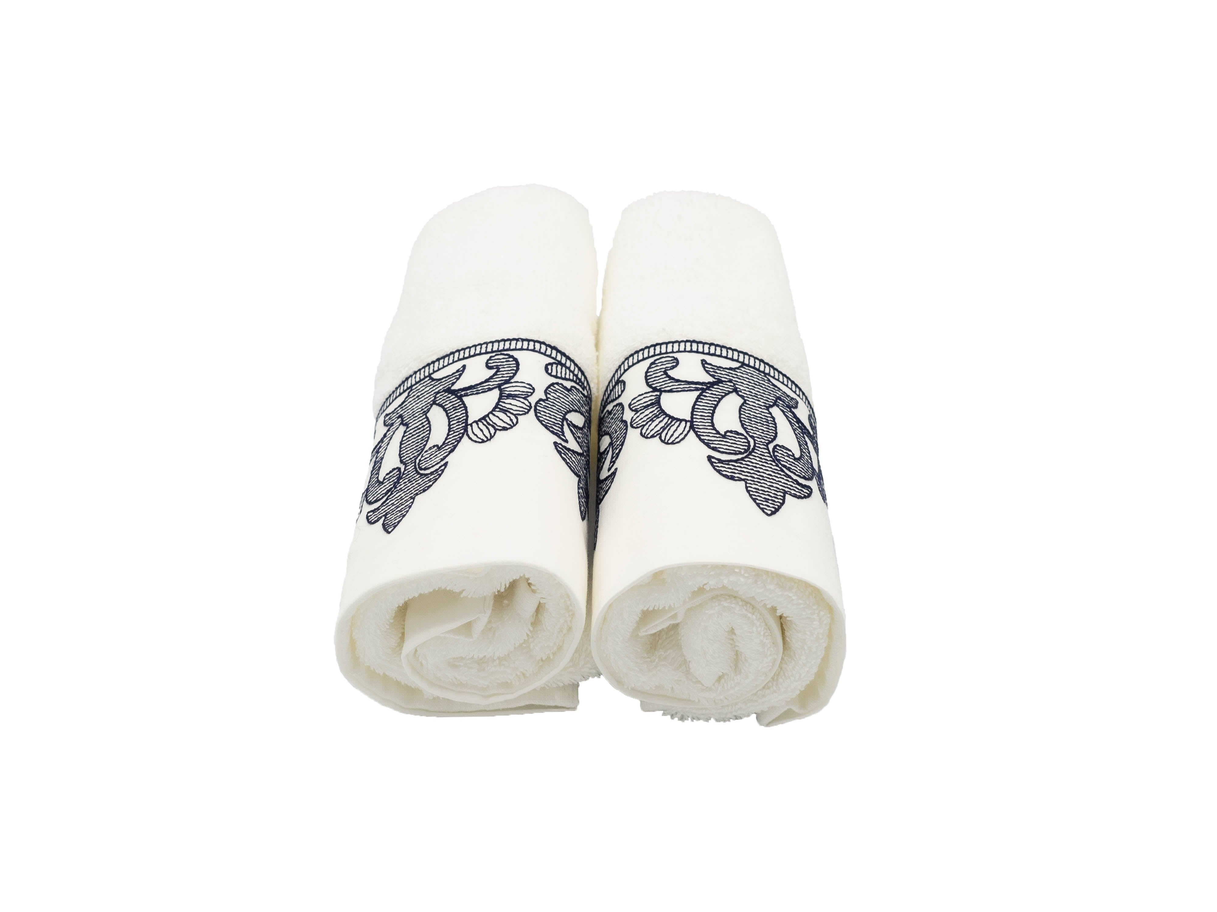 White Guest Towels Fleur de Lis French Border, Set of 2