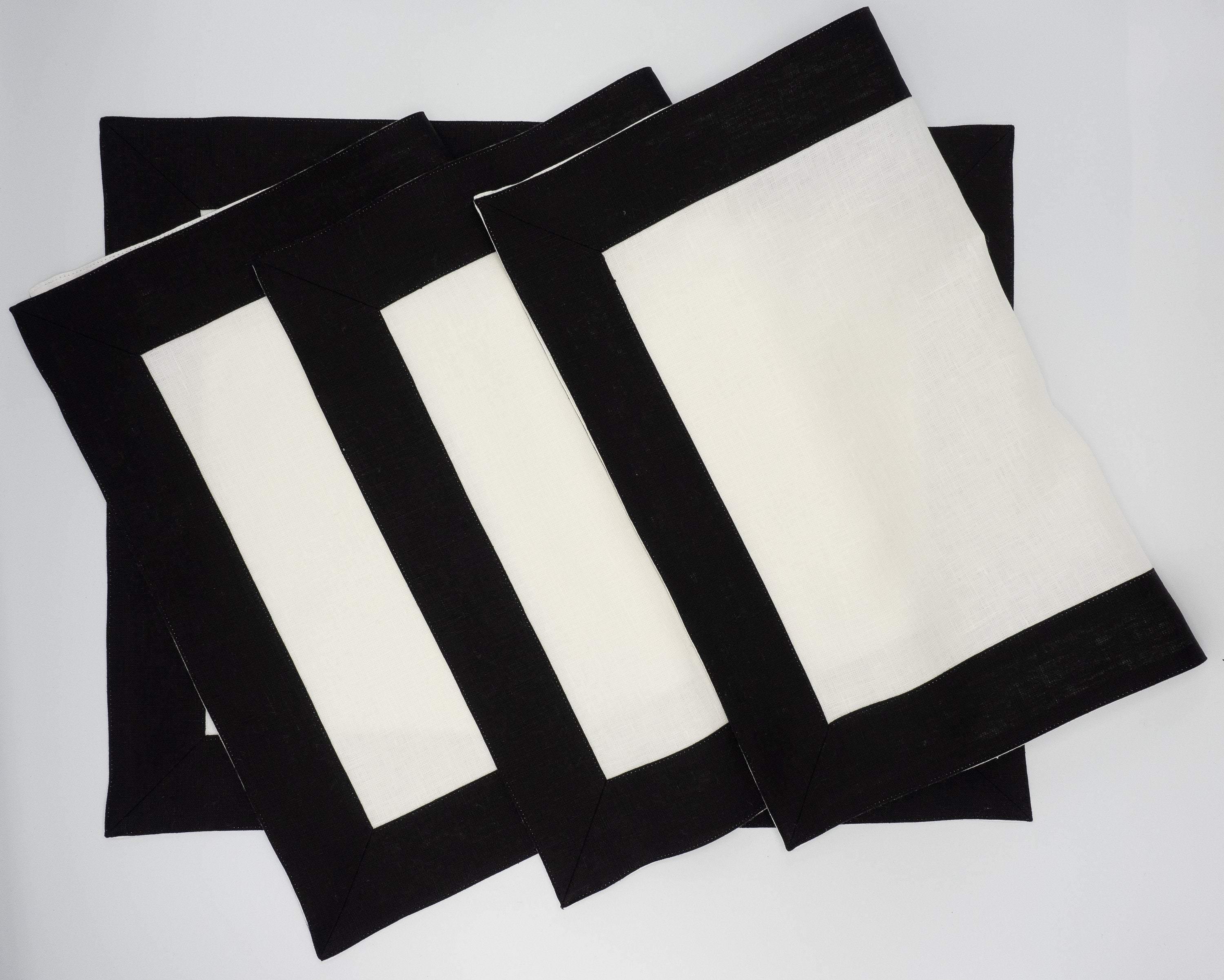 Chouchou Touch linen placemats with black borders, crafted for both luxury and practicality, ideal for any dining event.