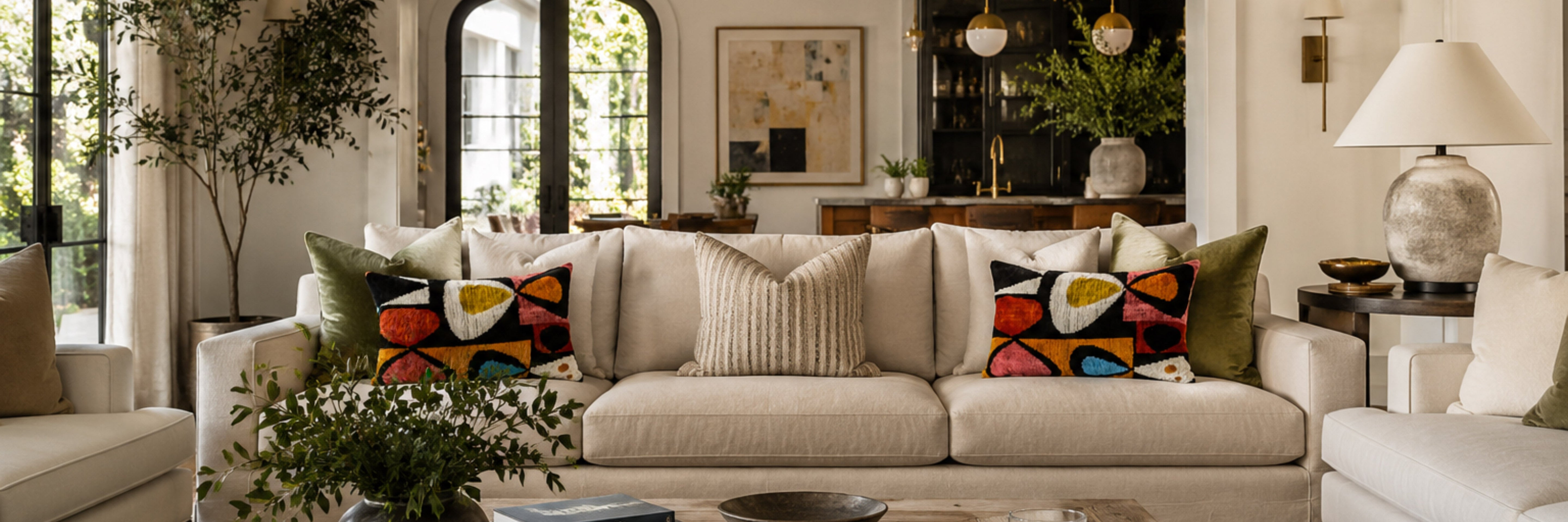 Silk Velvet Ikat Pillows