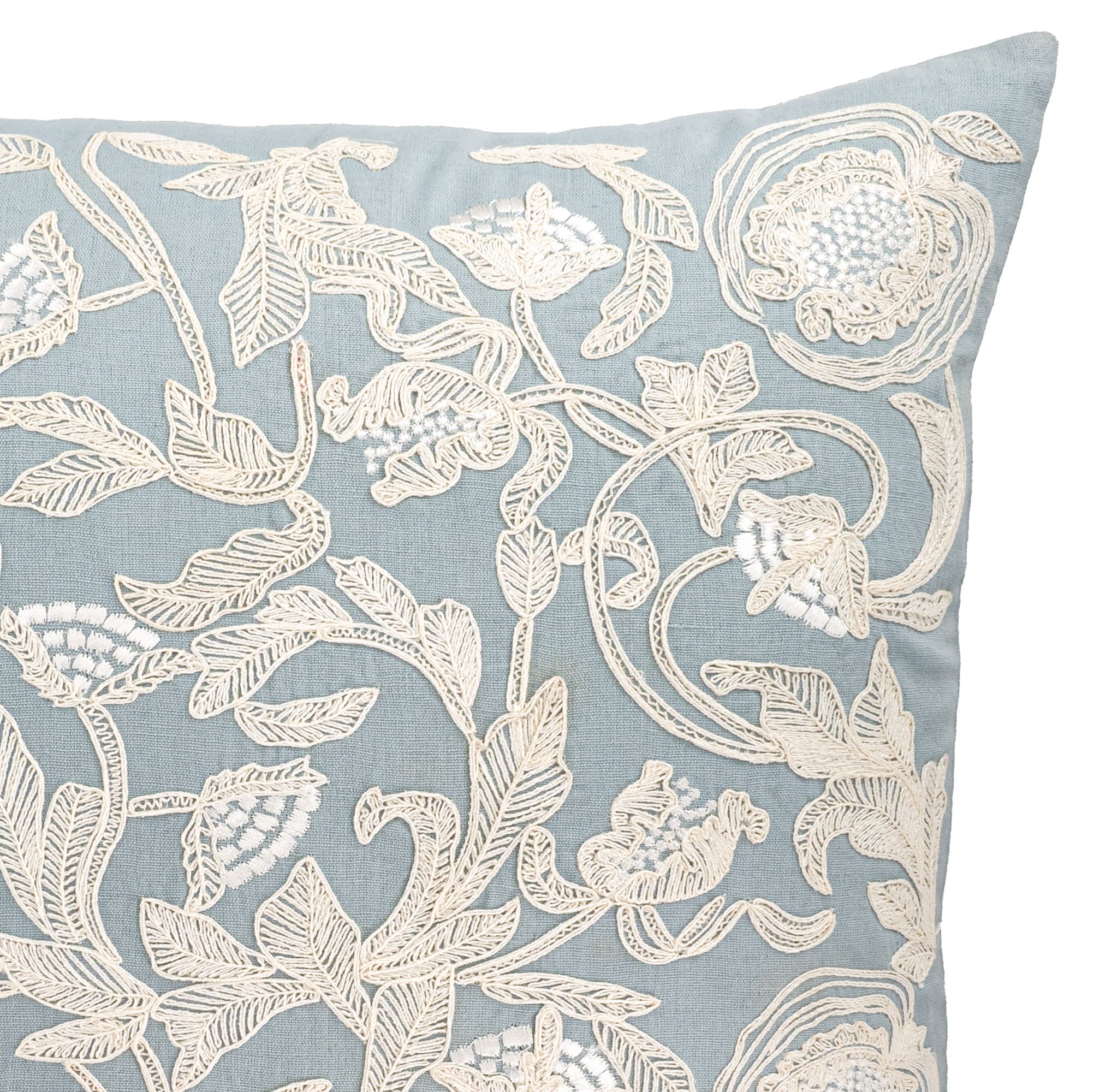 Deauville Embroidered Linen Throw Pillow Cover 18 X 18
