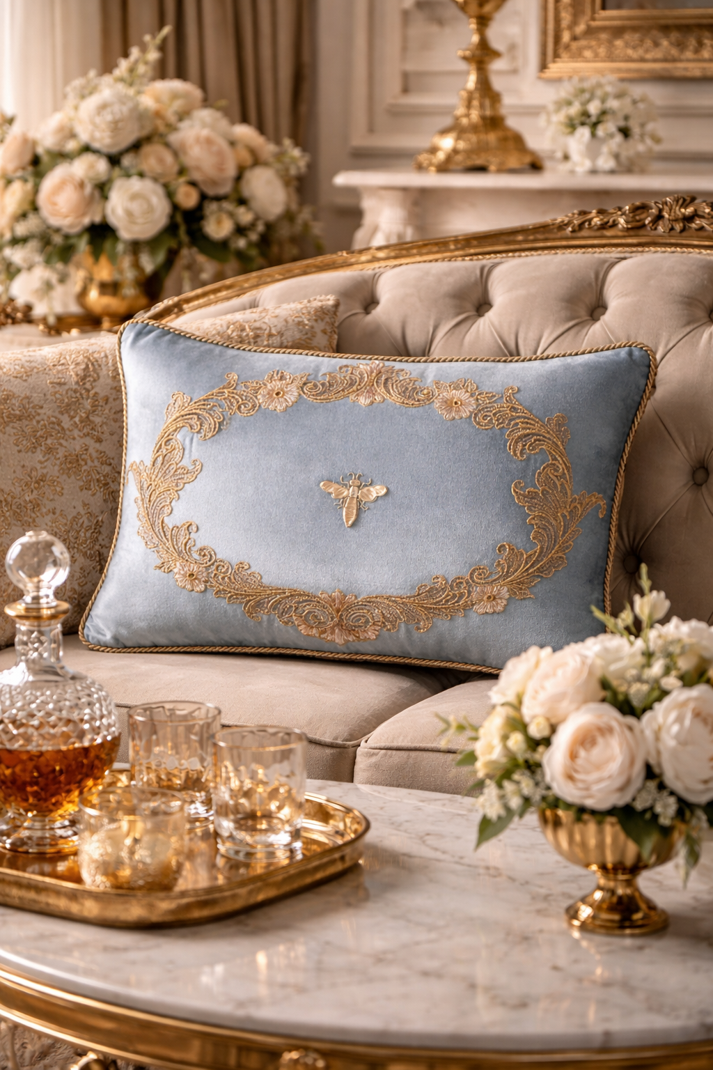 Venice Blue Silk Velvet Throw Pillow Cover 12 X 20