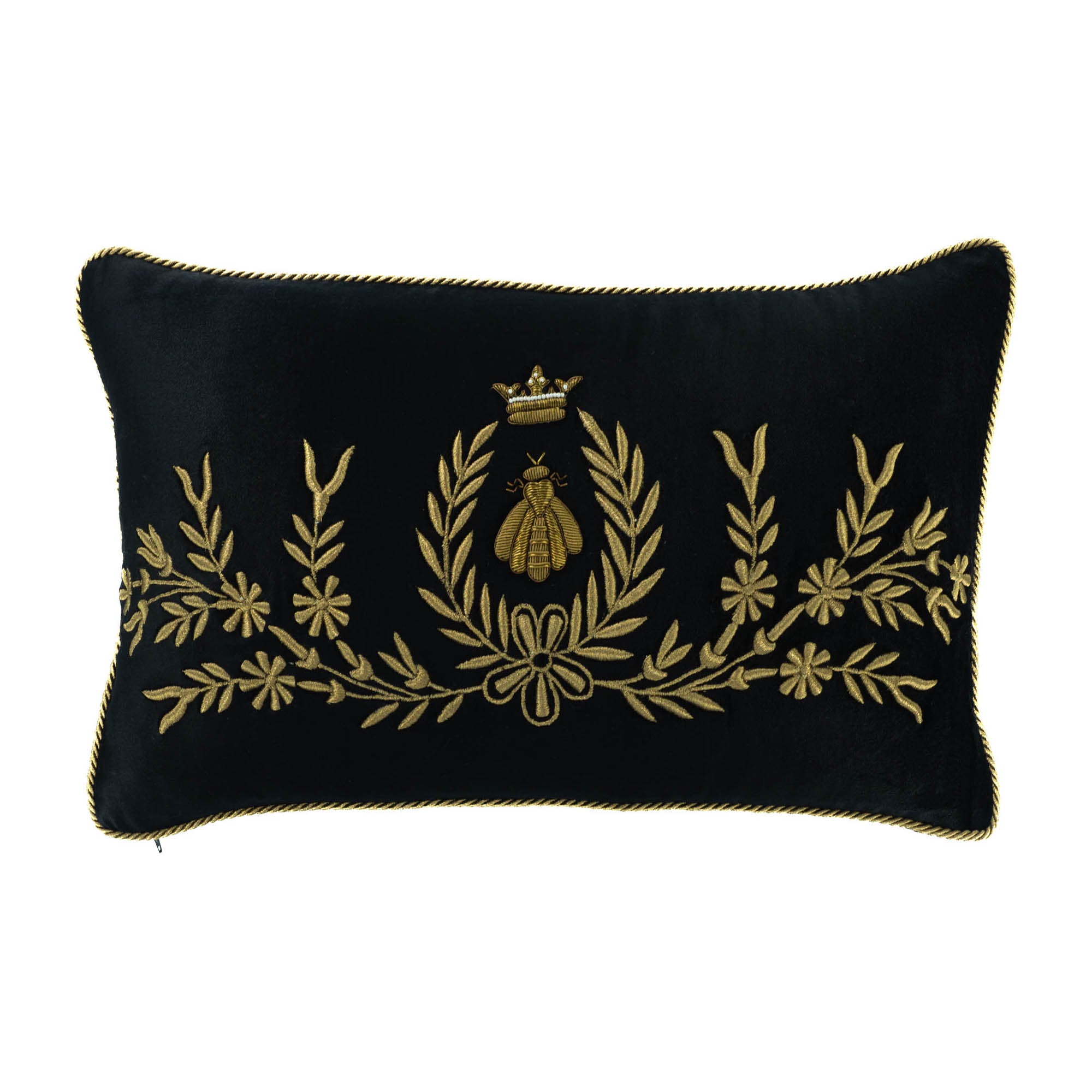 Black Bee Velvet Throw Pillow Cover 12 X 20