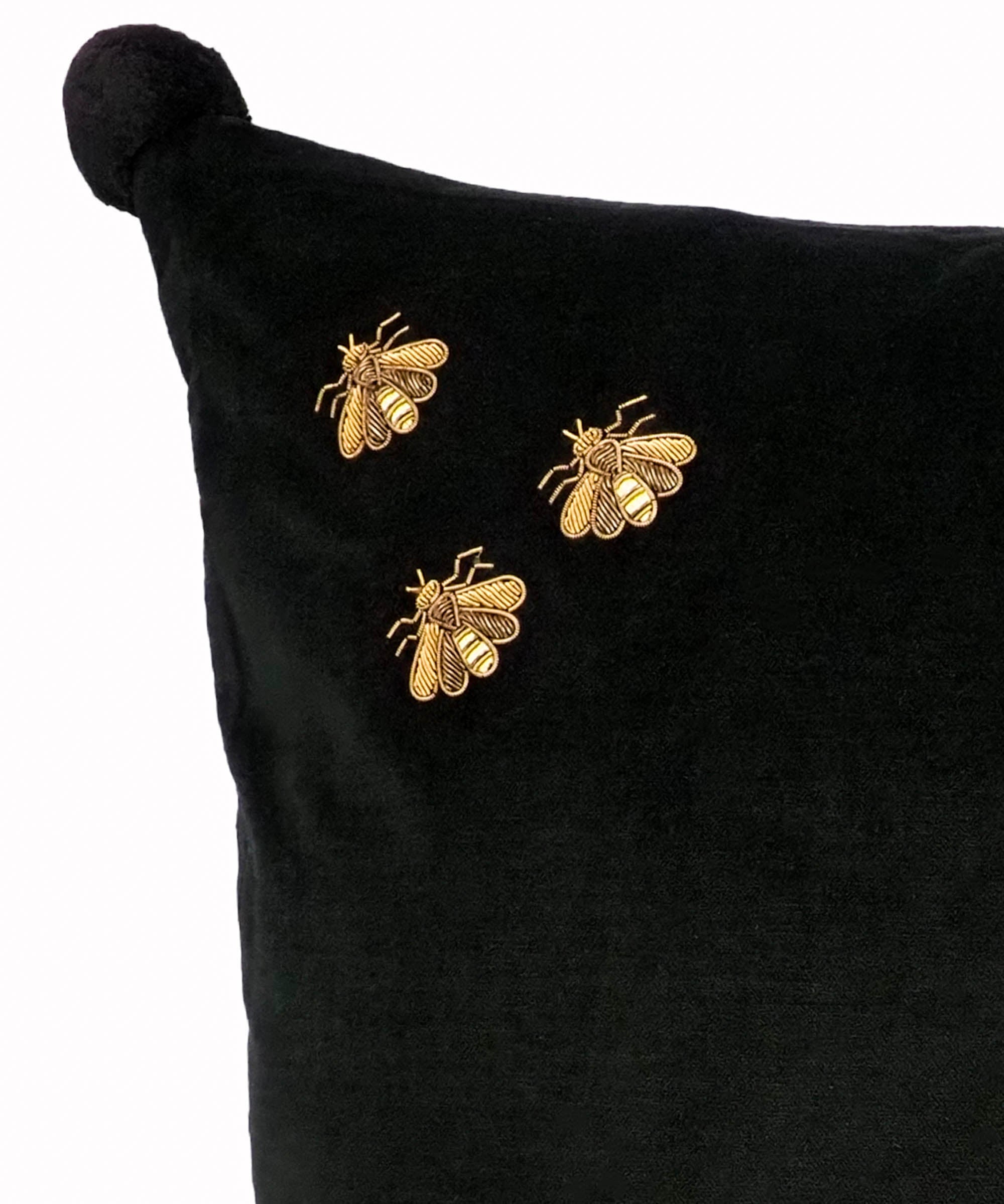 Black Bee Velvet Throw Pillow Cover 19 X 19