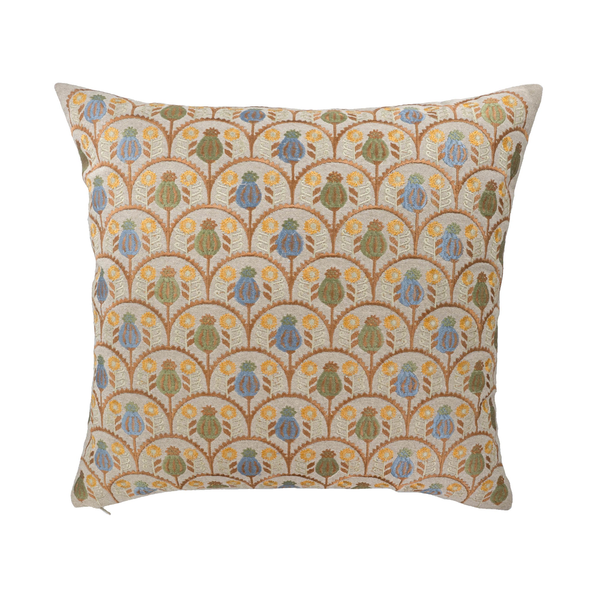 Jardin Embroidered Linen Throw Pillow Cover 18 X 18